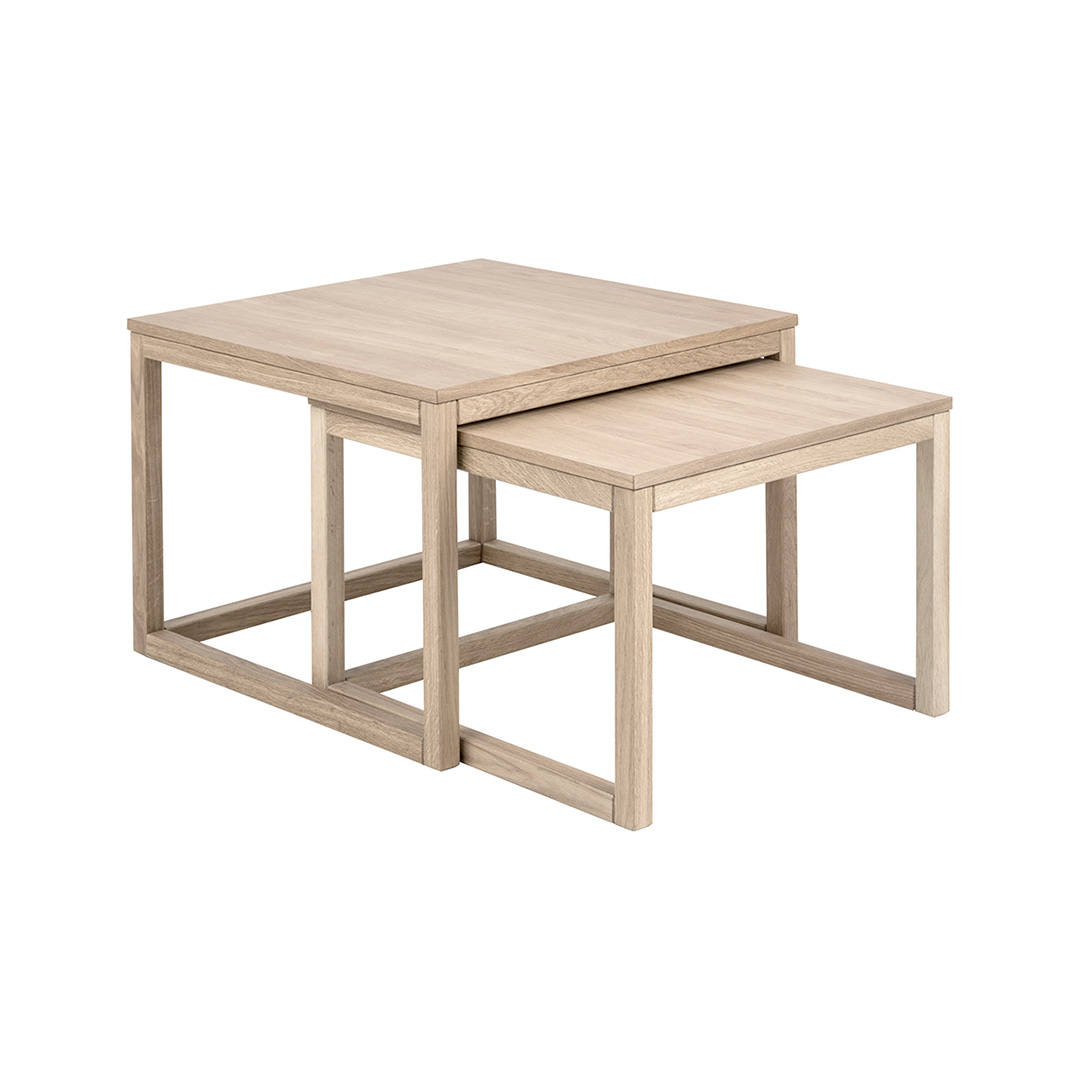 Corn sofabord 2 stk. i massiv eg og egefiner hvidpigm. olie