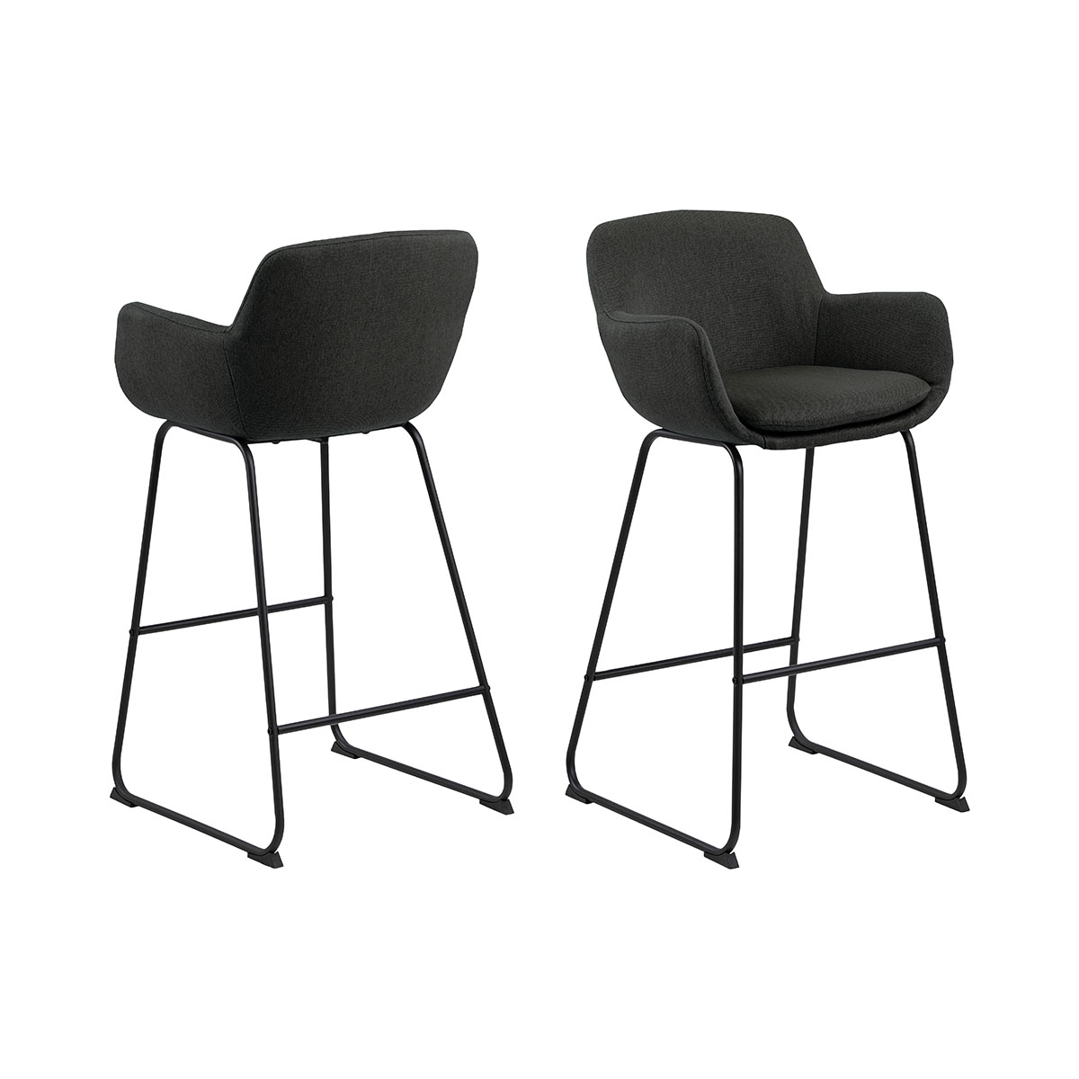 Lira barstol i mørk grå og pulverlakeret stel i sort