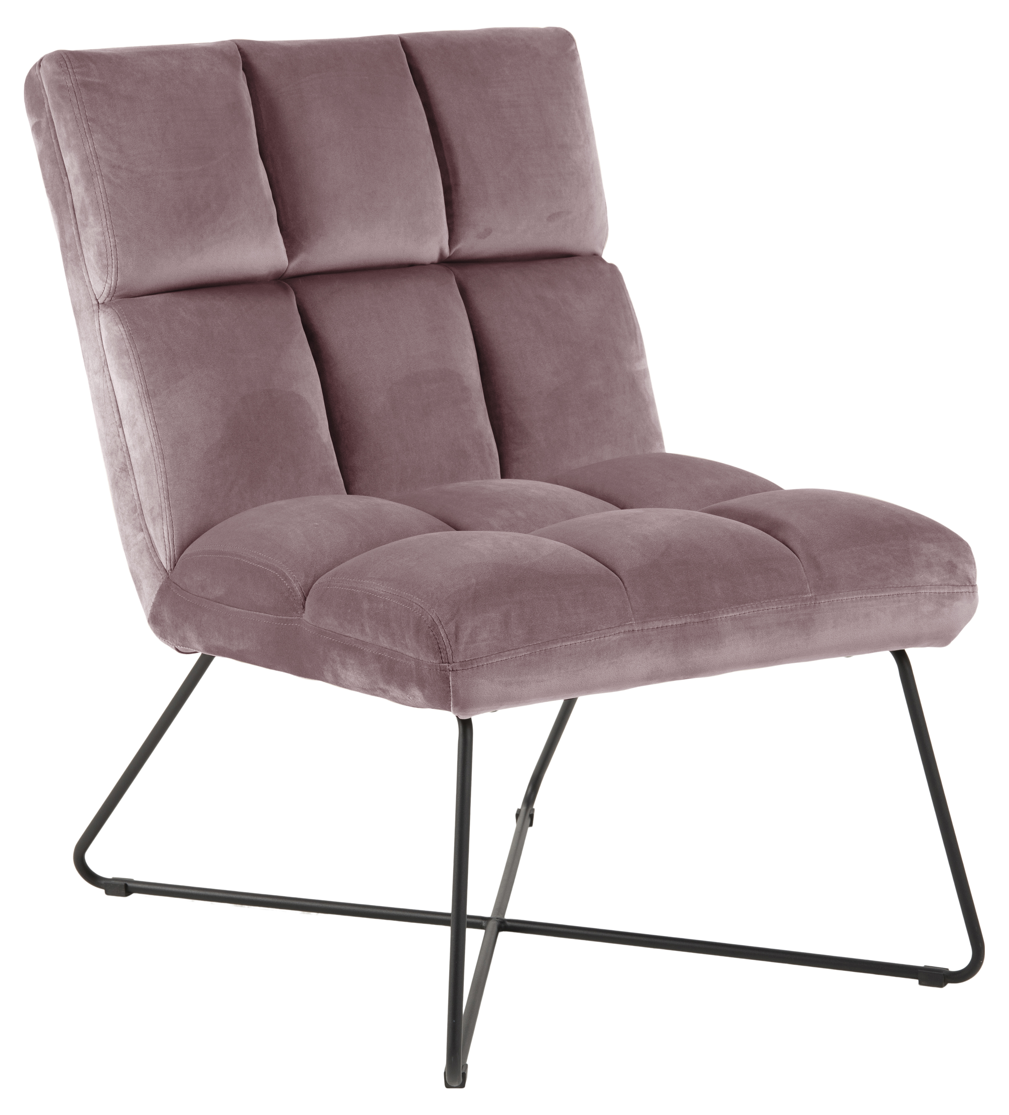 Lounge-/lænestol Signature Belisse støvet rose Vic-stof mat sort stel H90xB62xD86 cm