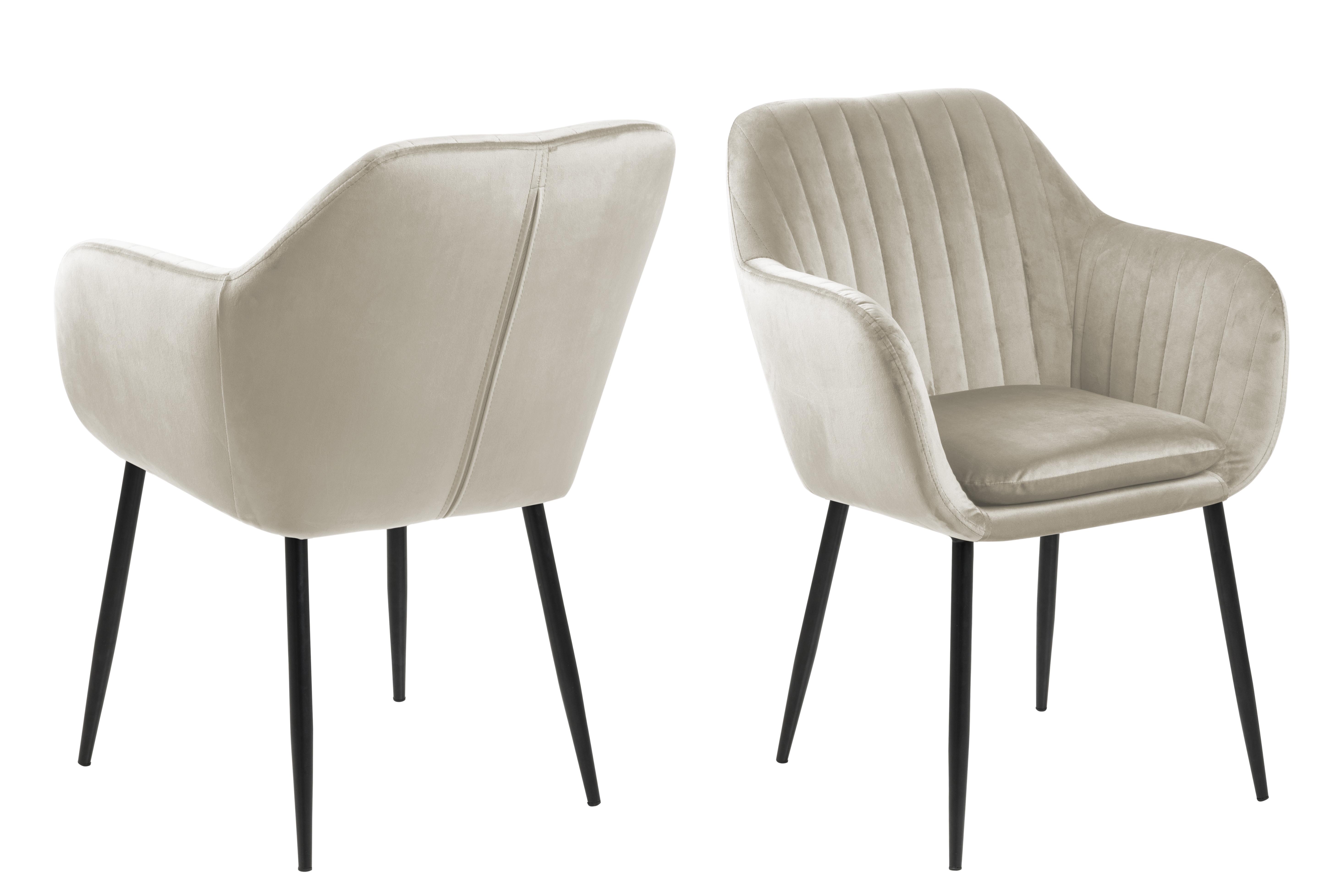 Emilia spisestuestol med armlæn, velour brun