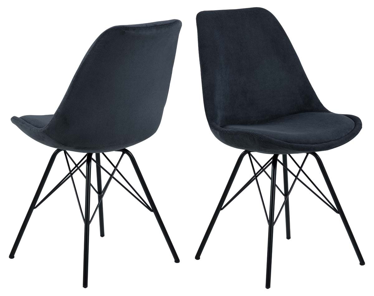 Eris spisestuestol fløjl antracit grå