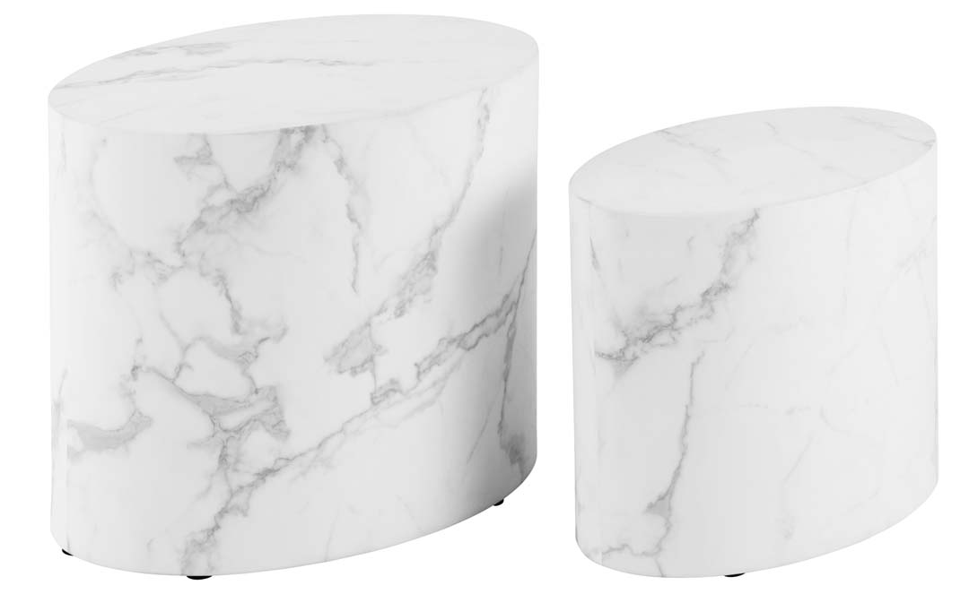 ACT NORDIC Mice sofabord, oval - hvid Carrara papir med marmormønster (sæt af 2)