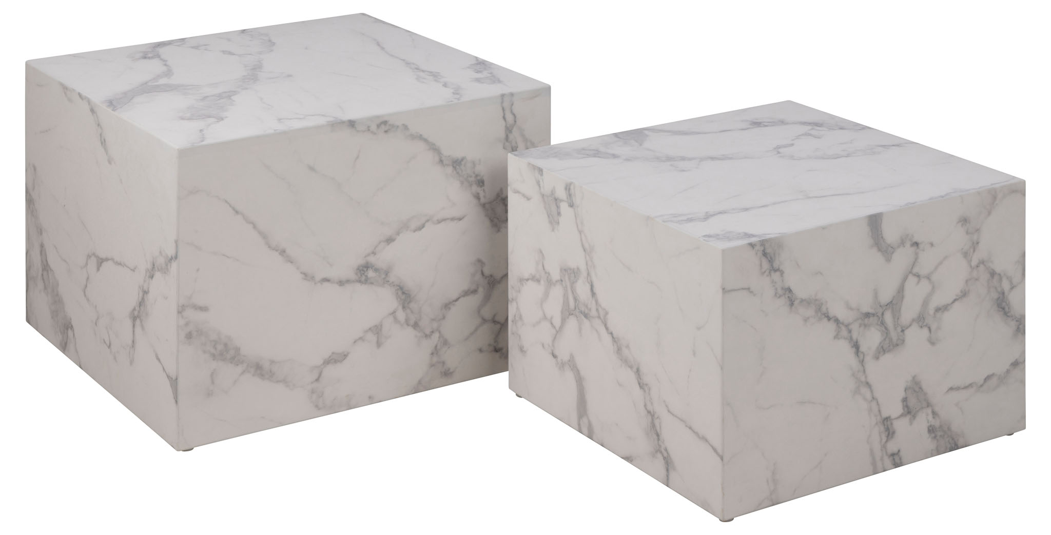 Dice sofabord marmor 2 stk. dekor hvid billede