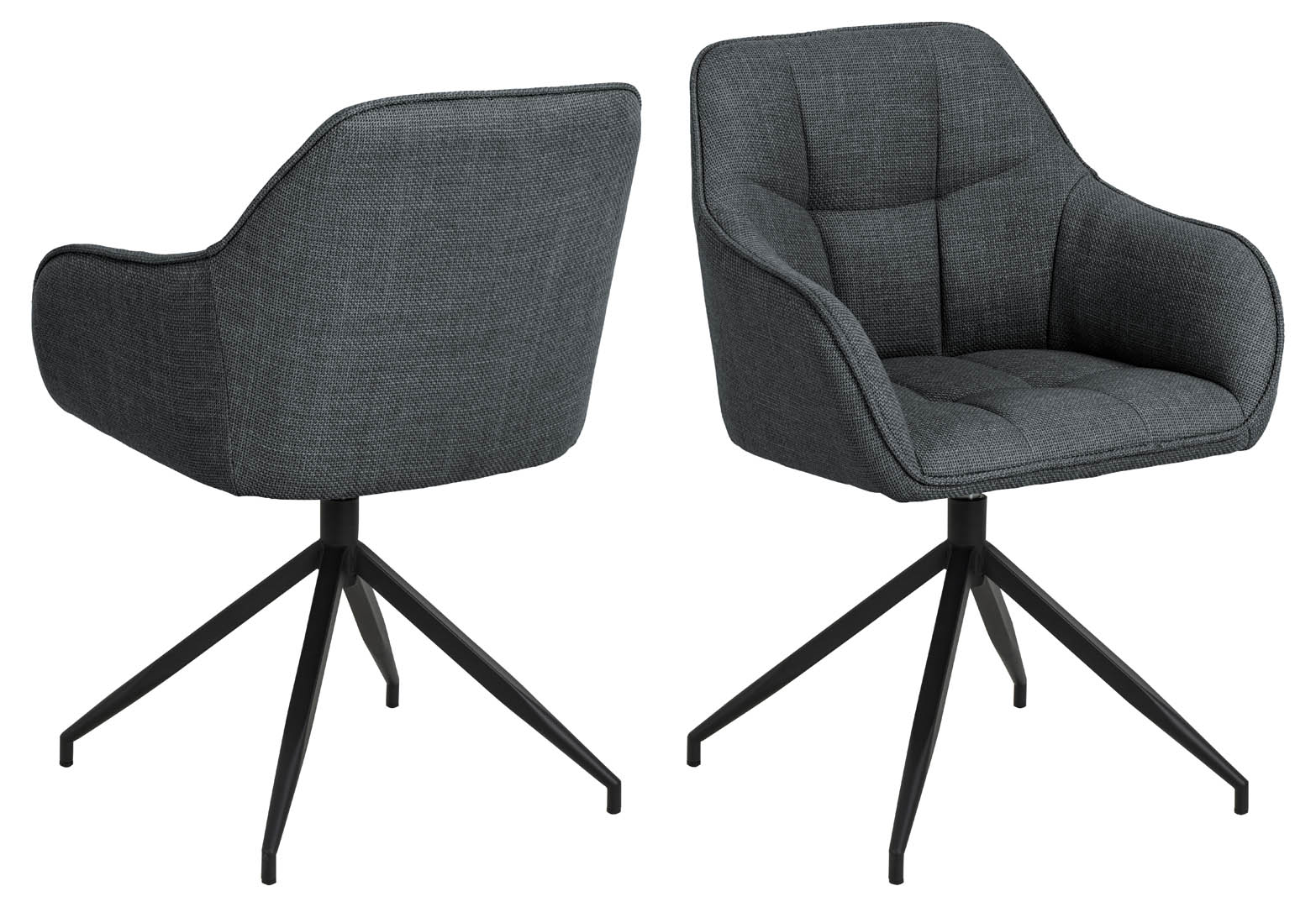 Brenda spisestuestol med armlæn, drejefunktion, grå