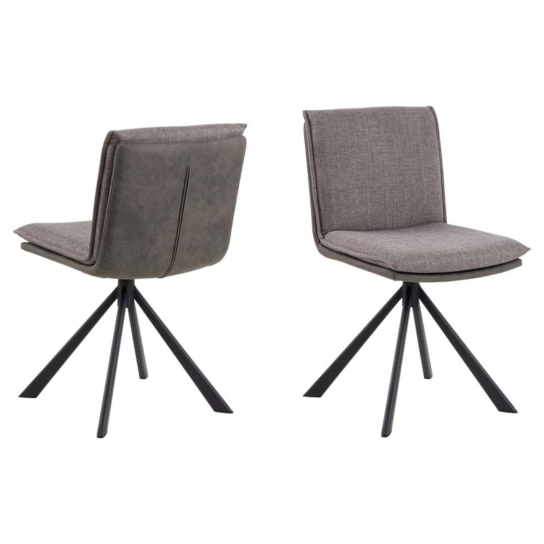 Spisebordsstol Signature Karissa i lys gråbrun Basel stof med antracit bagside og mat sort stel H85xB47xD59 cm