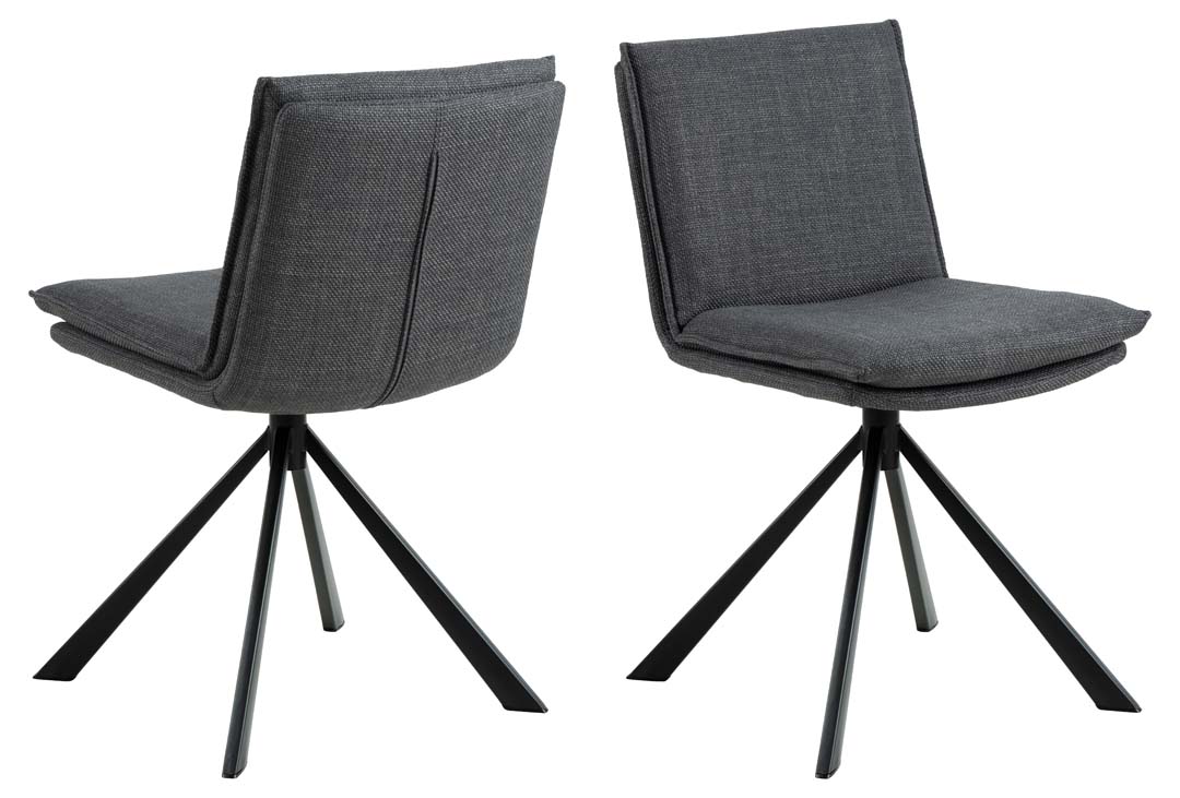 Spisebordsstol Signature Karissa i mørkegrå Basel stof med mat sort stålstel H85ÃB47ÃD59 cm