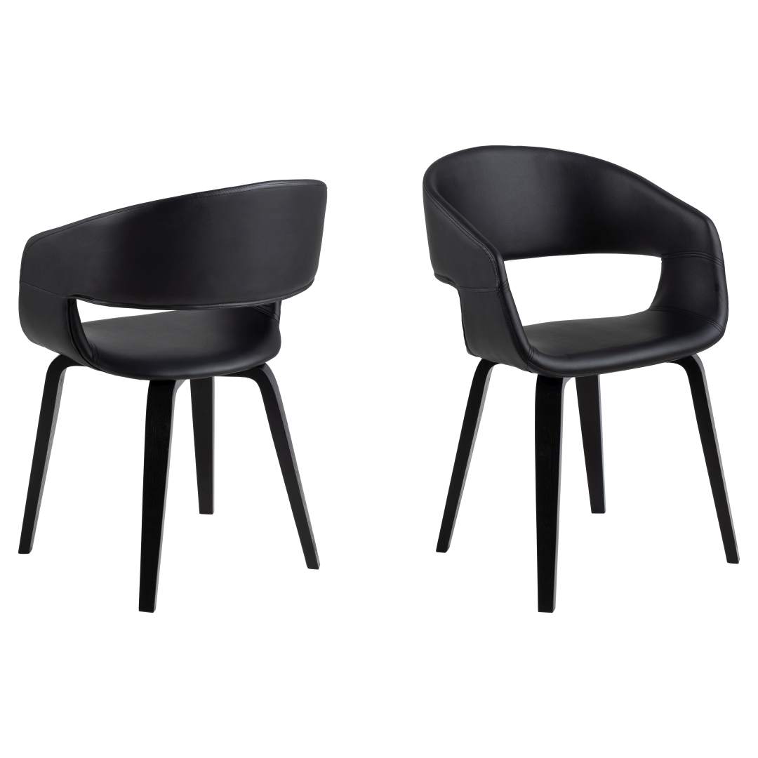Spisebordsstol med armlæn Signature Umera, sort PU-læder, moderne designstol