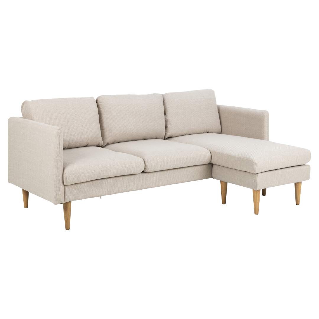 2-personers sofa med chaiselong Signature Meliane - Basel stof beige - lounge sofa med pocket-fjedre