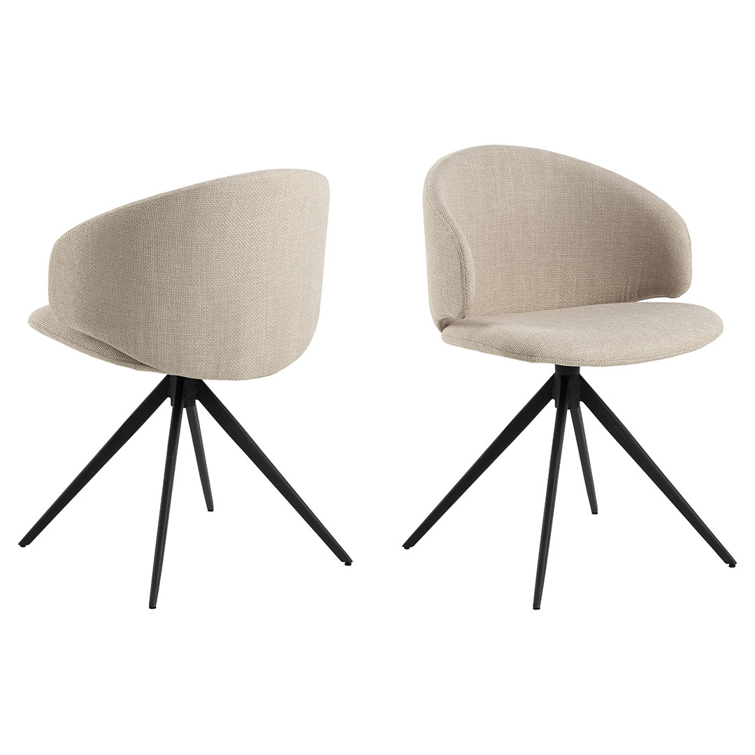 Spisebordsstol Signature Oceana spisestol i beige Basel stof med mat sort stålstel