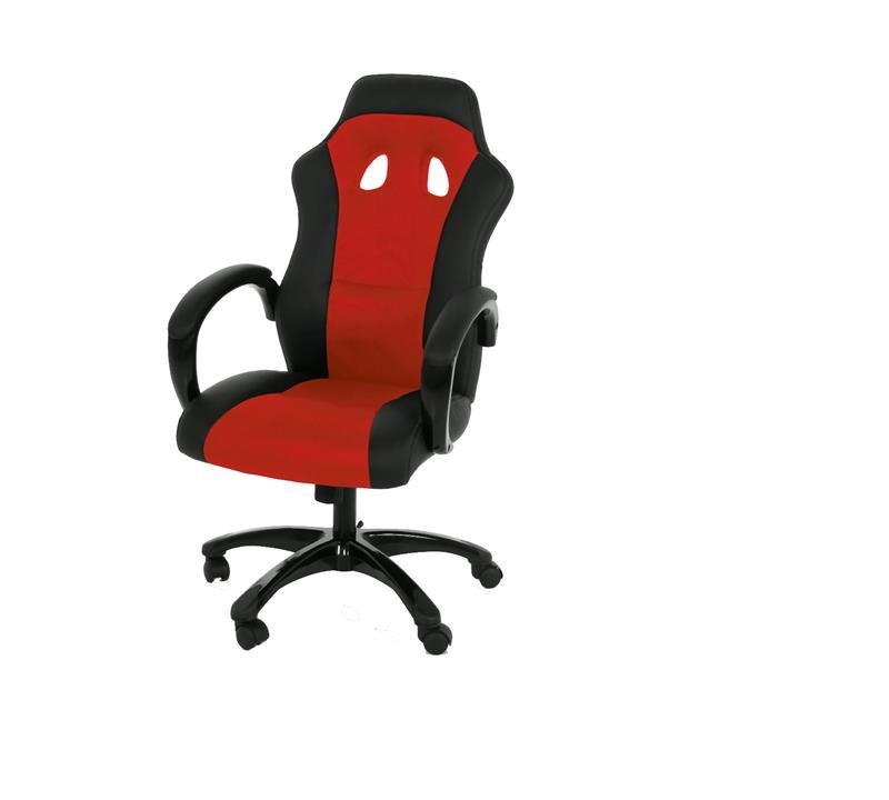 Ravn kontorstol, gamer stol med armlæn og tilt funktion i sort og rød. Ravn kontorstol, gamer stol med armlæn og tilt funktion i sort og rød.