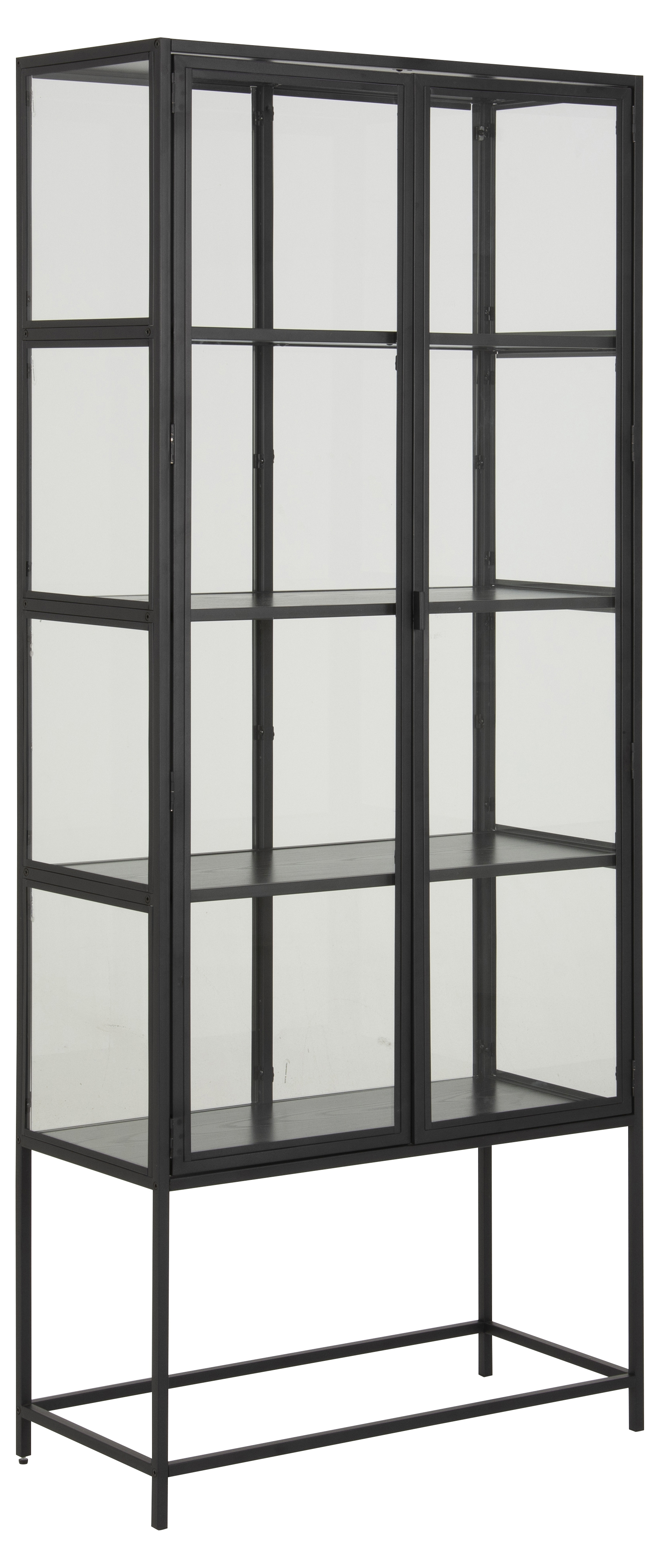 Sea vitrineskab A, 2 glaslåger og 4 hylder sort