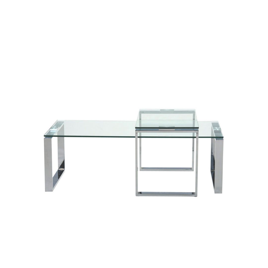 Kamma sofabord med ekstra bord i klar glas