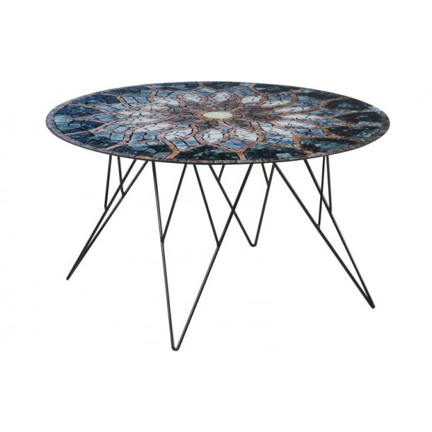Plymoth sofabord i glas med mosaik print, Ã 80 cm. fri fragt! Sofabord 80 cm