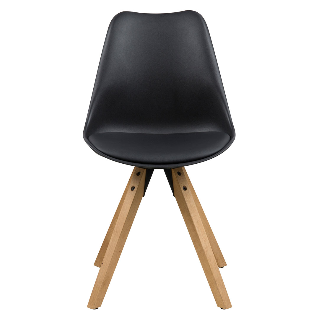 ACT NORDIC Dima spisebordsstol - sort PU/polypropylen og natur gummitræ