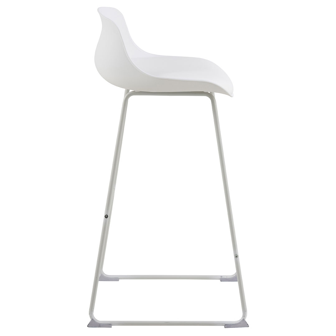 Barstol Signature Daelina hvid PU-læder & polypropylen med slædeformet pulverlakeret stålstel
