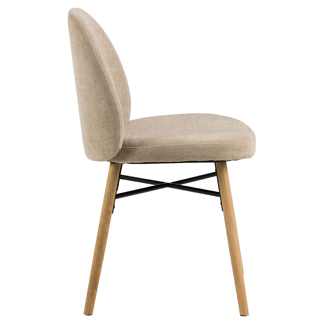 Spisebordsstol / spisestuestol Signature Honessa beige i Danny stof med egetræsstel