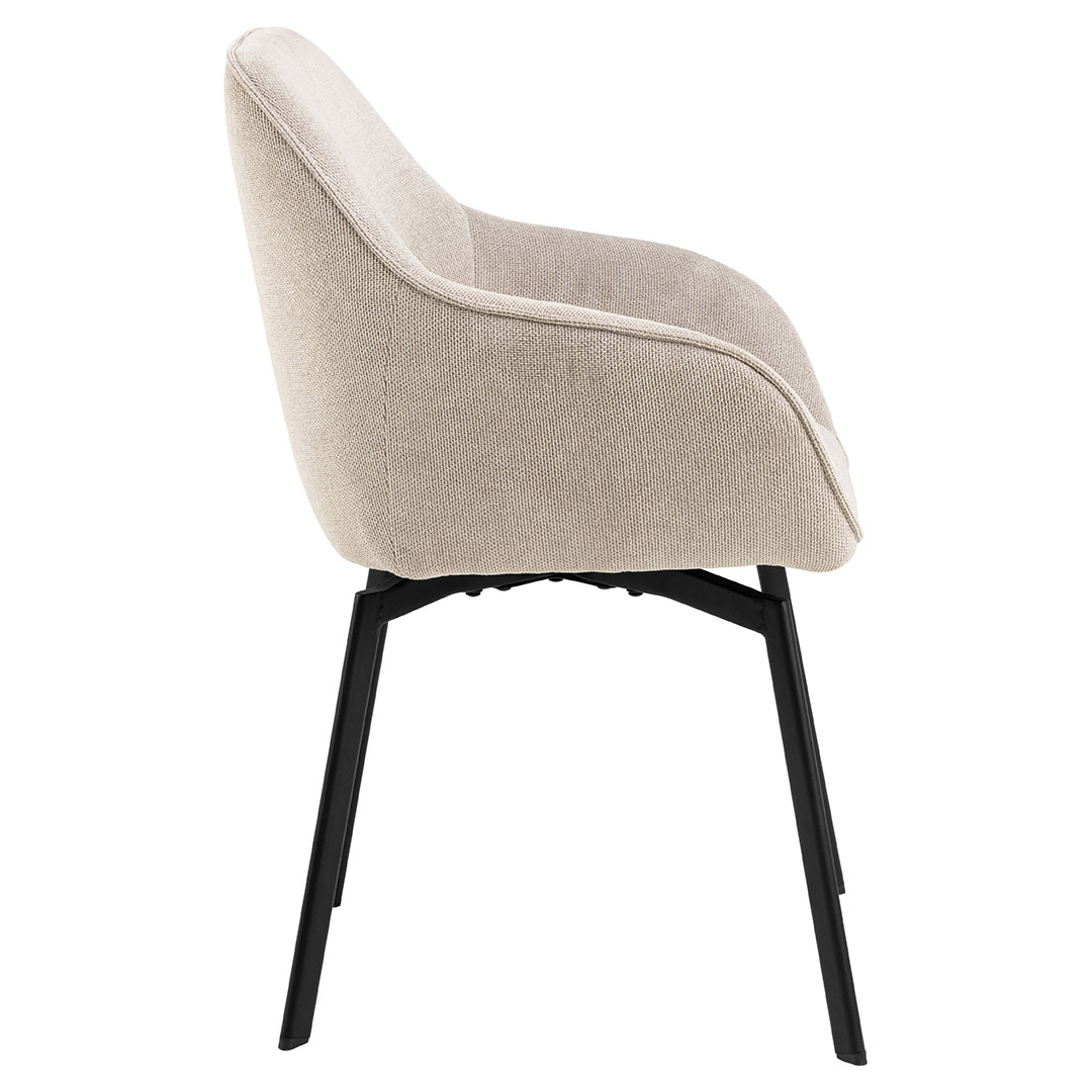 Clara spisestuestol med armlæn stof beige billede