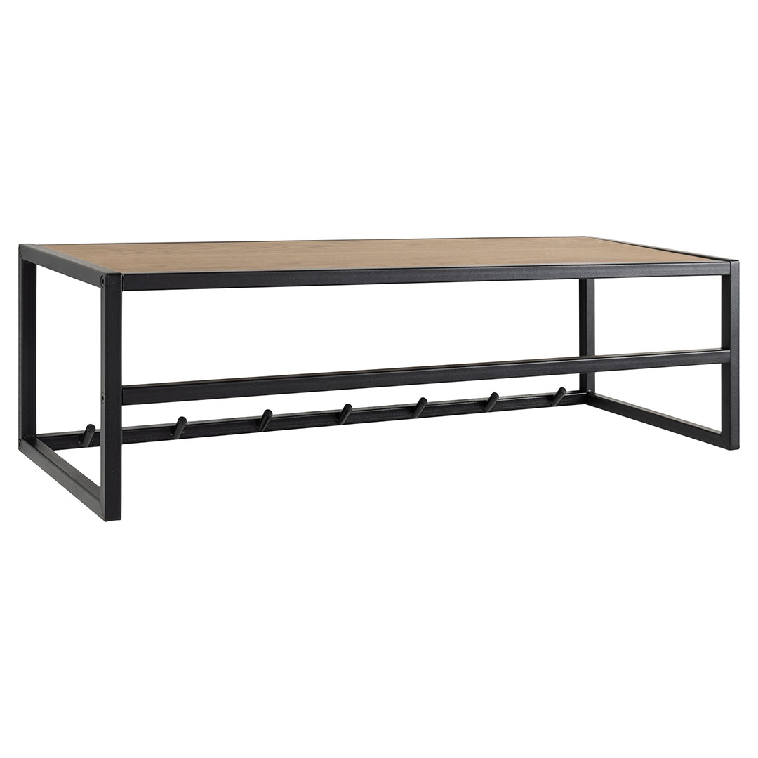 Knagerække Signature Alira mat sort med hylde i vild eg 77x28x22 cm