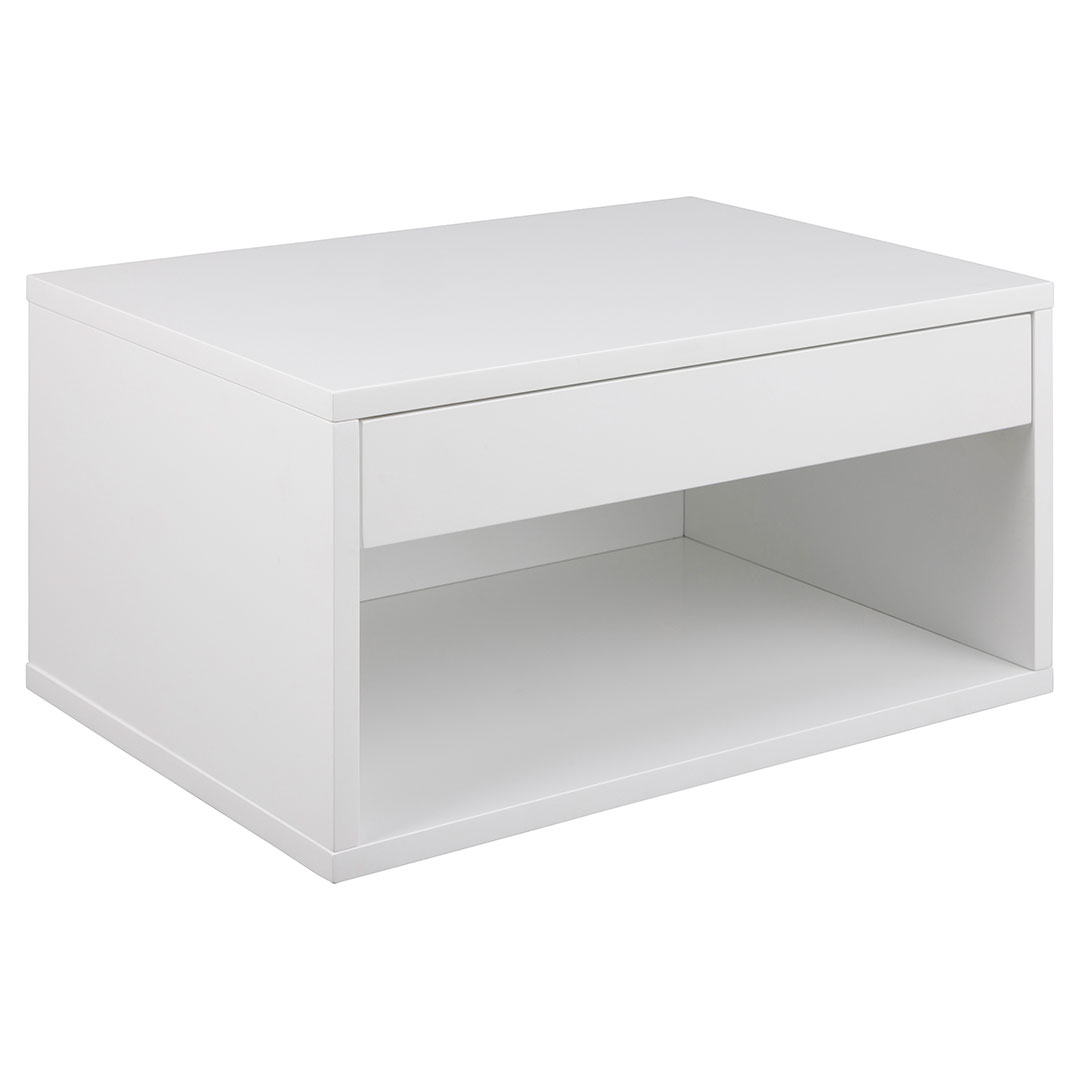 ACT NORDIC Cholet væghængt natbord, m. 1 hylde og 1 skuffe - hvid MDF (50x35)