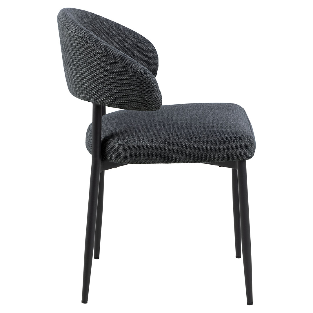 Spisebordsstol Signature Novella mørkegrå Basel stof med pulverlakerede stålben skulpturelt design