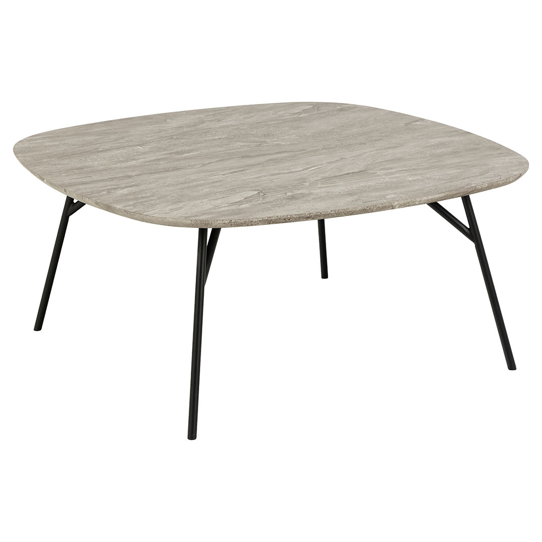 Sofabord/loungebord Signature Herlina grå marmorflod MDF med sorte stålben Ø90Ã40 cm