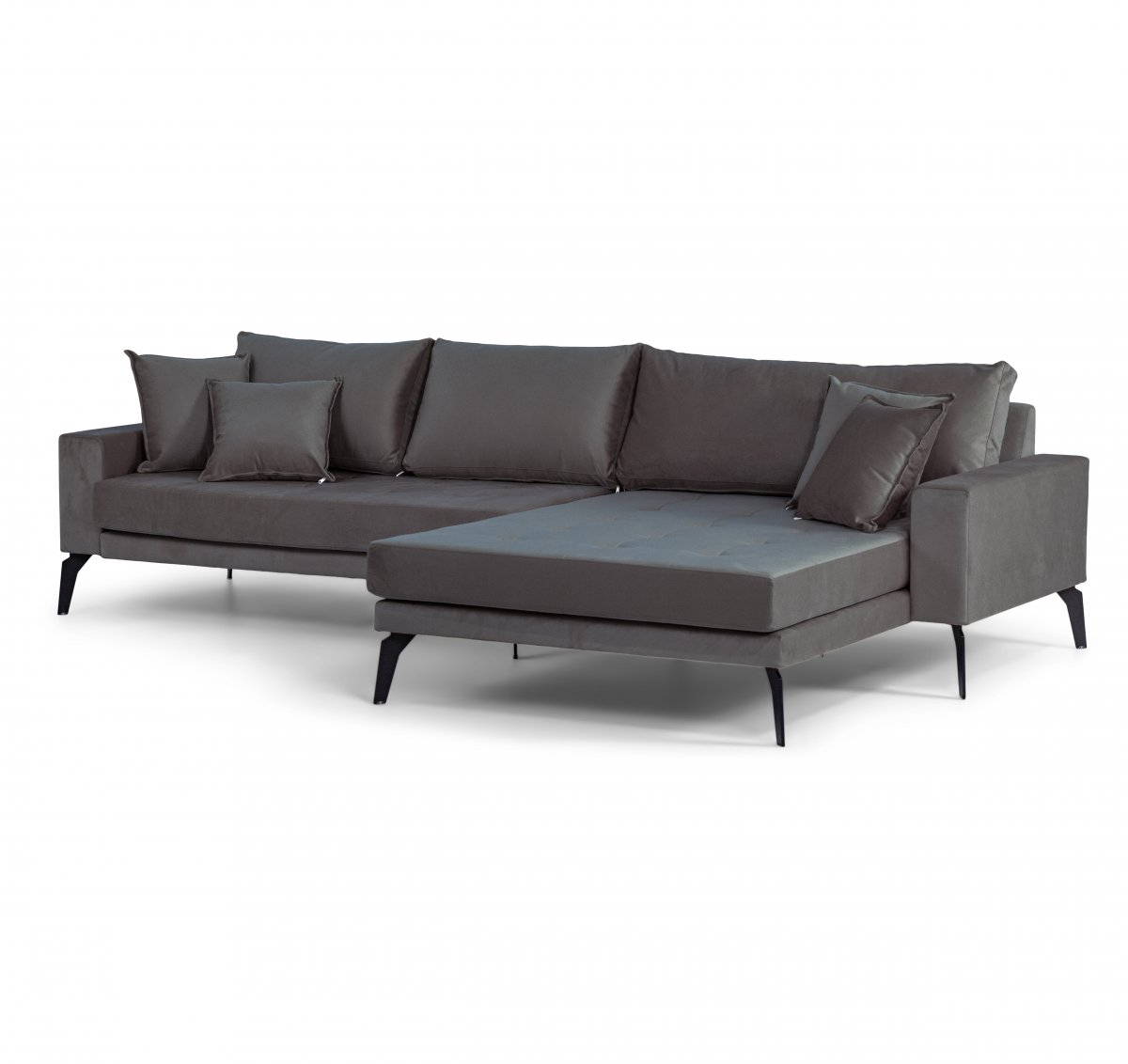 Vila Sofa Chaiselongue 3 Pers. rechts gewendet mit 4 Kissen, velours