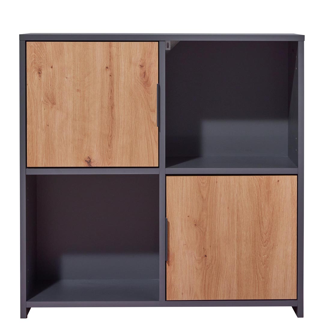 Pepeto reol 2 låger, 2 hylder grå, Artisan eg dekor