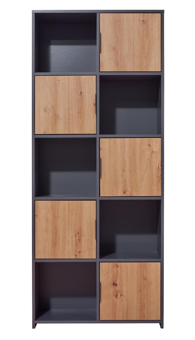 Pepeto reol 5 låger, 5 hylder grå, Artisan eg dekor