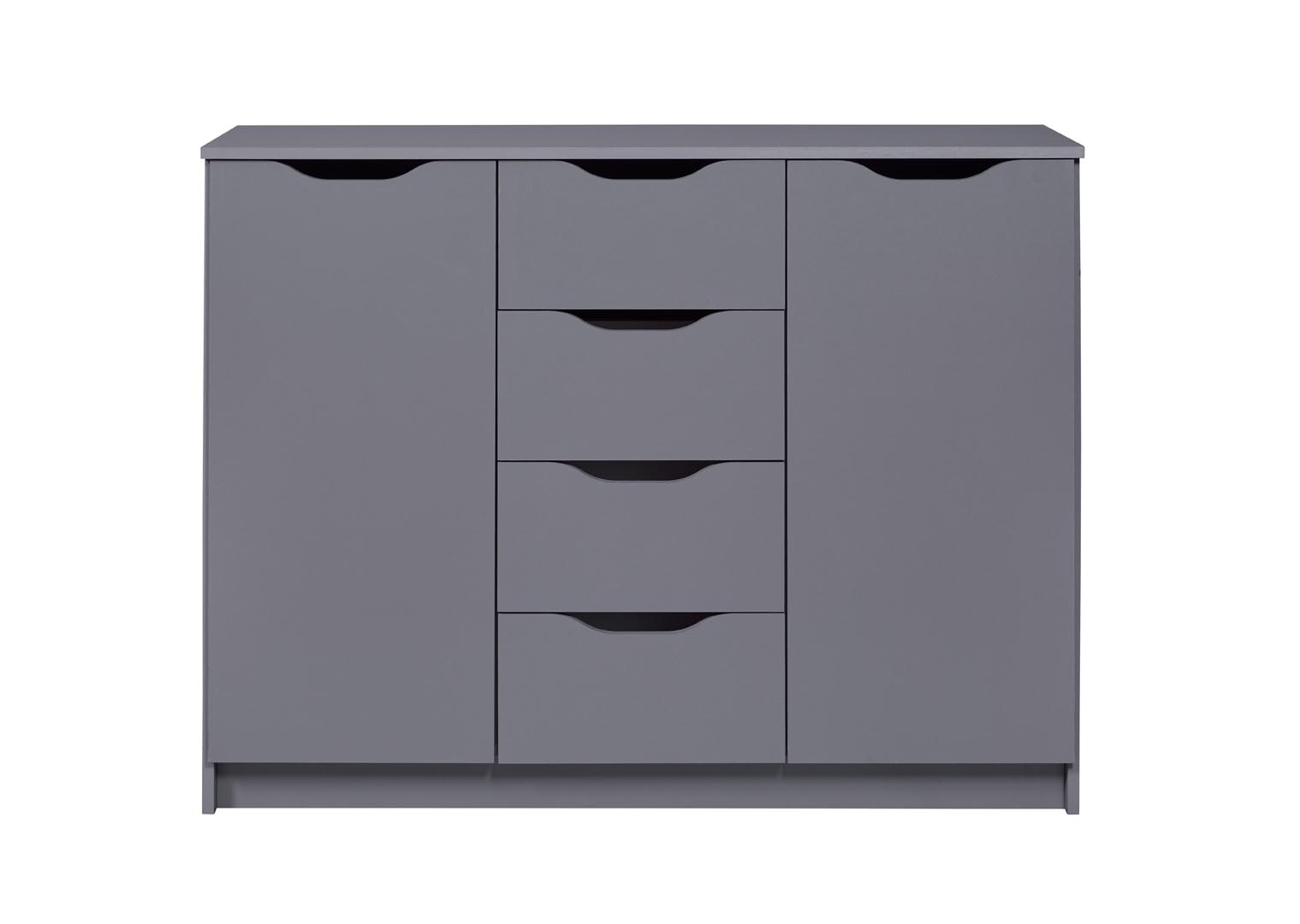 Silenzia skænk 2 låger, 4 skuffer grå