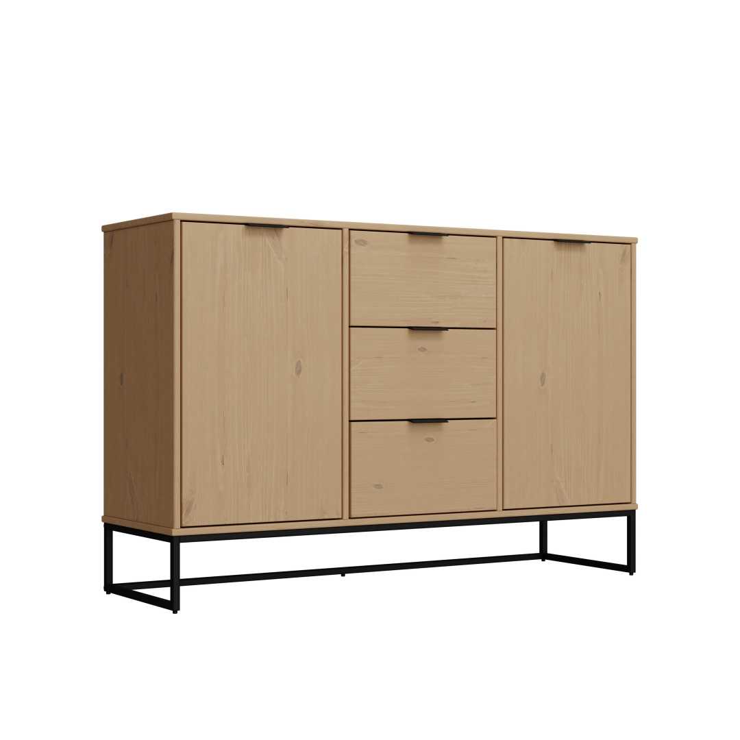 Vivo skænk 2 låger, 3 skuffer eg dekor,sort