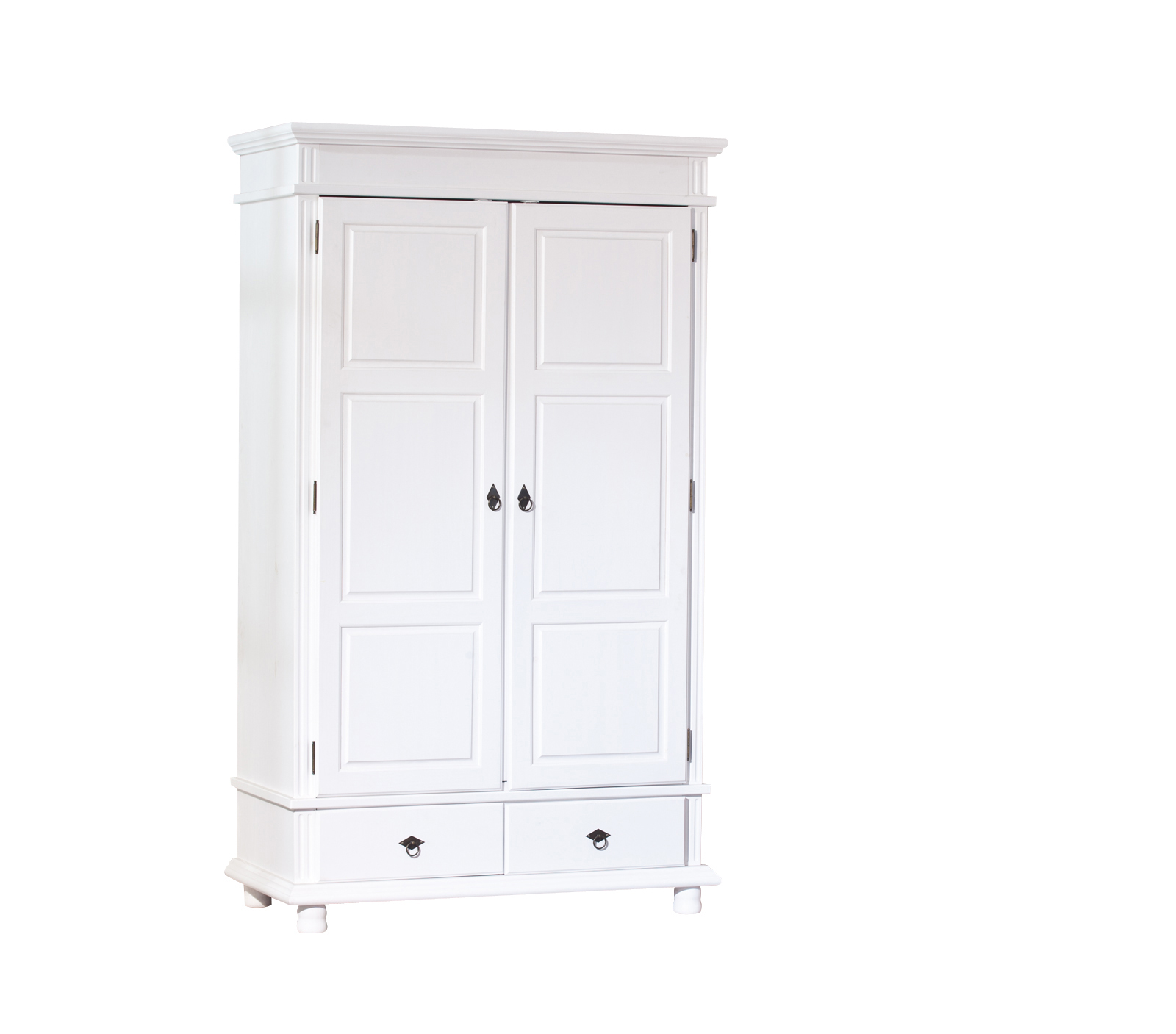 Danz klædeskab 2 dørs med 2 skuffer bredde 116 cm, højde 199 cm hvid