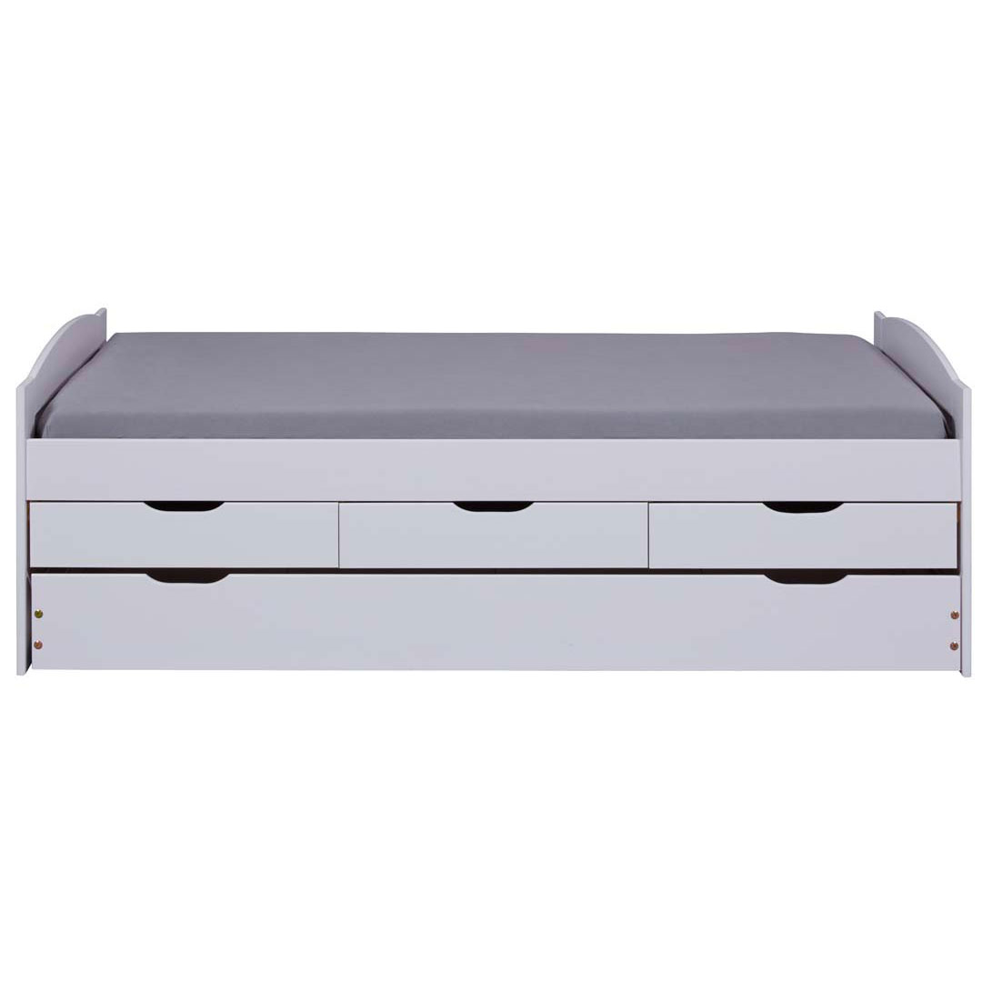 Ulli seng 90 x 190 cm med 1 udtræksseng, 3 skuffer, inkl. 1 lamelbund hvid