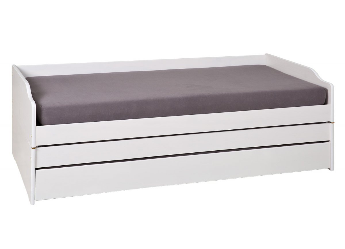 Seng Med Oppbevaring Med Skuff Hvit 70 X 190 Cm Konstruert Tre main image 1