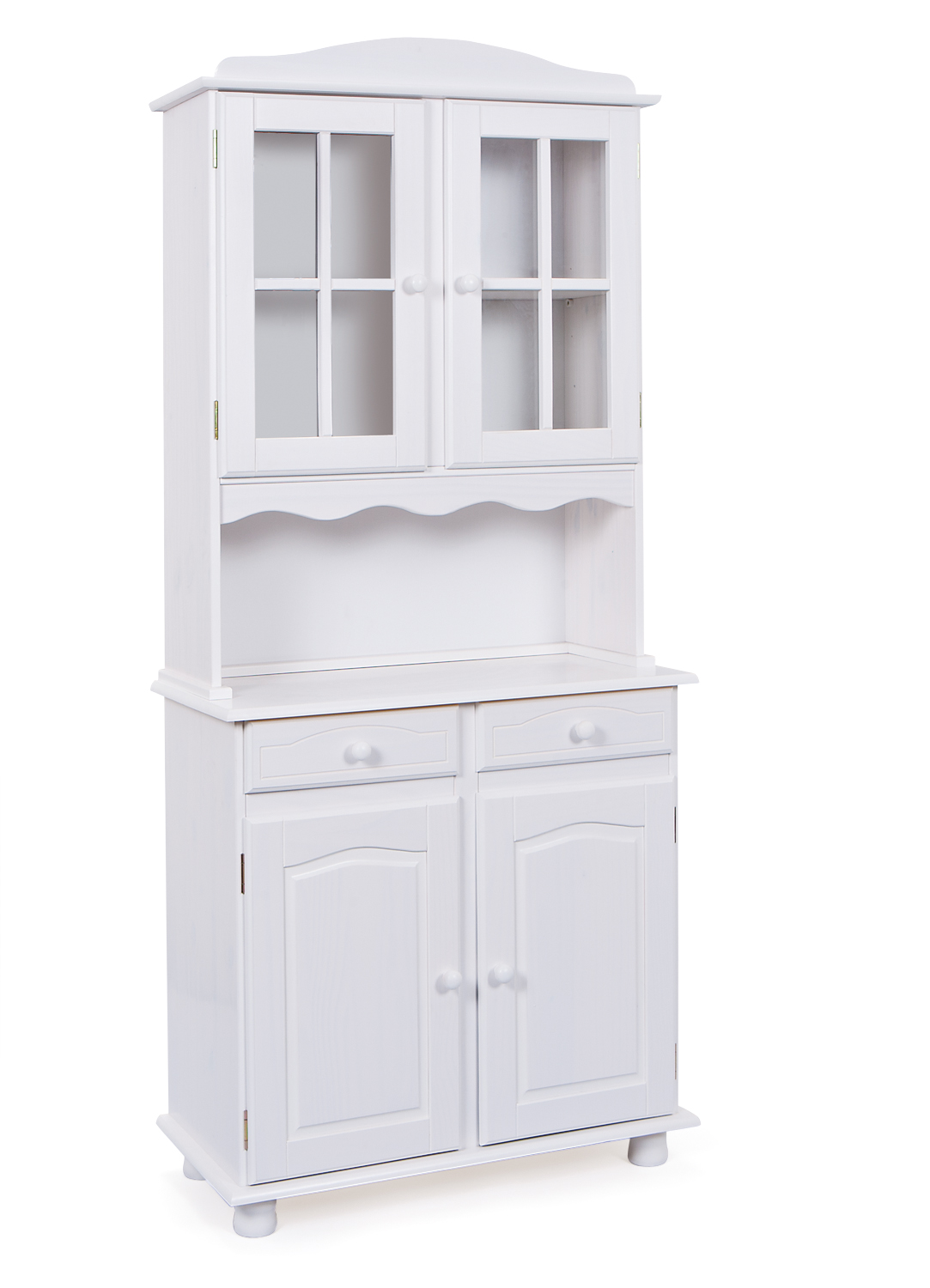 Valux vitrineskab 2 låger, 2 glaslåger, 2 skuffer hvid