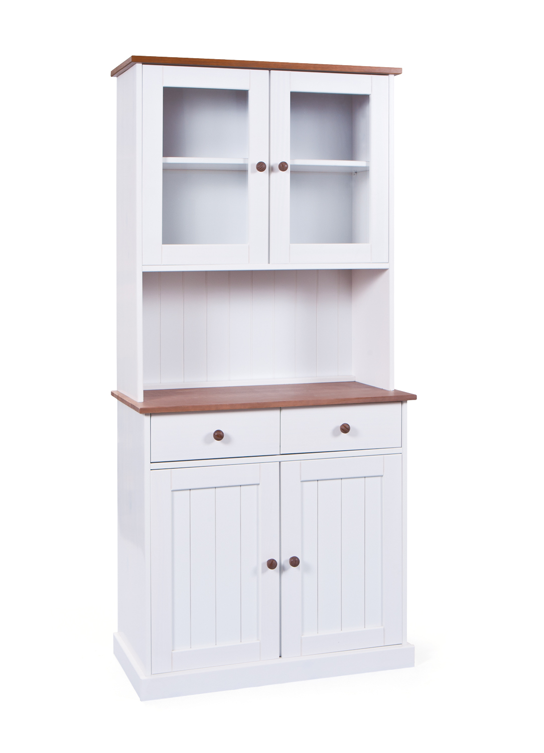 Wright skænk 2 låger, 2 glas låger, 2 skuffer hvid, brun