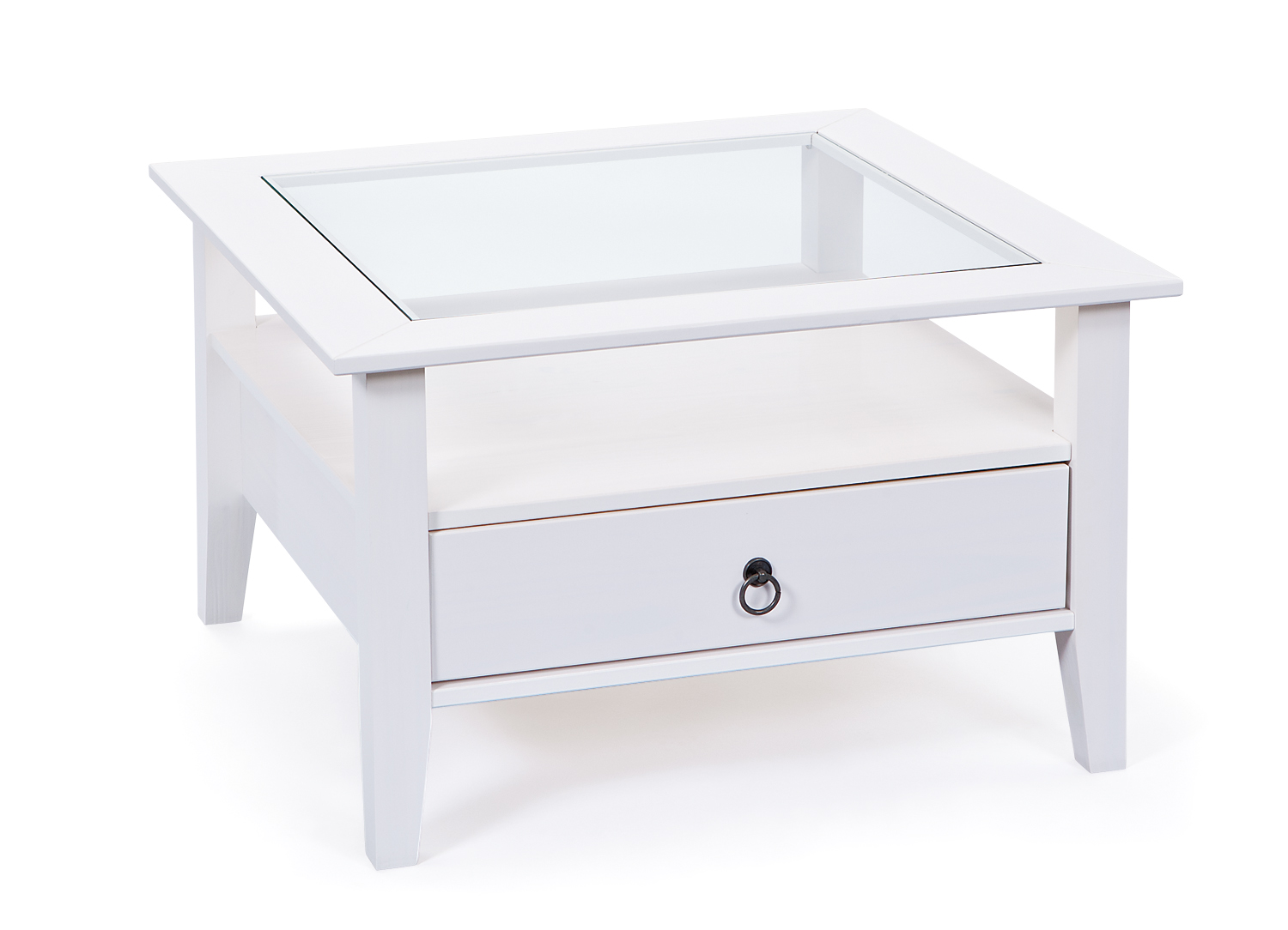 Pall sofabord 1 skuffe, 1 hylde hvid