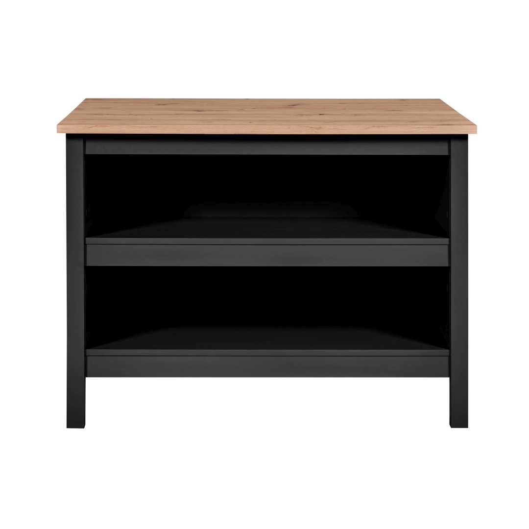 Helina skænk køkkenØ, 2 hylder sort,eg dekor