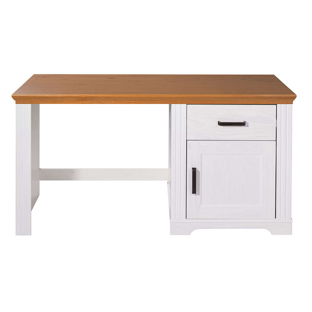 Maluno skrivebord 1 låge, 1 skuffe hvid,eg dekor