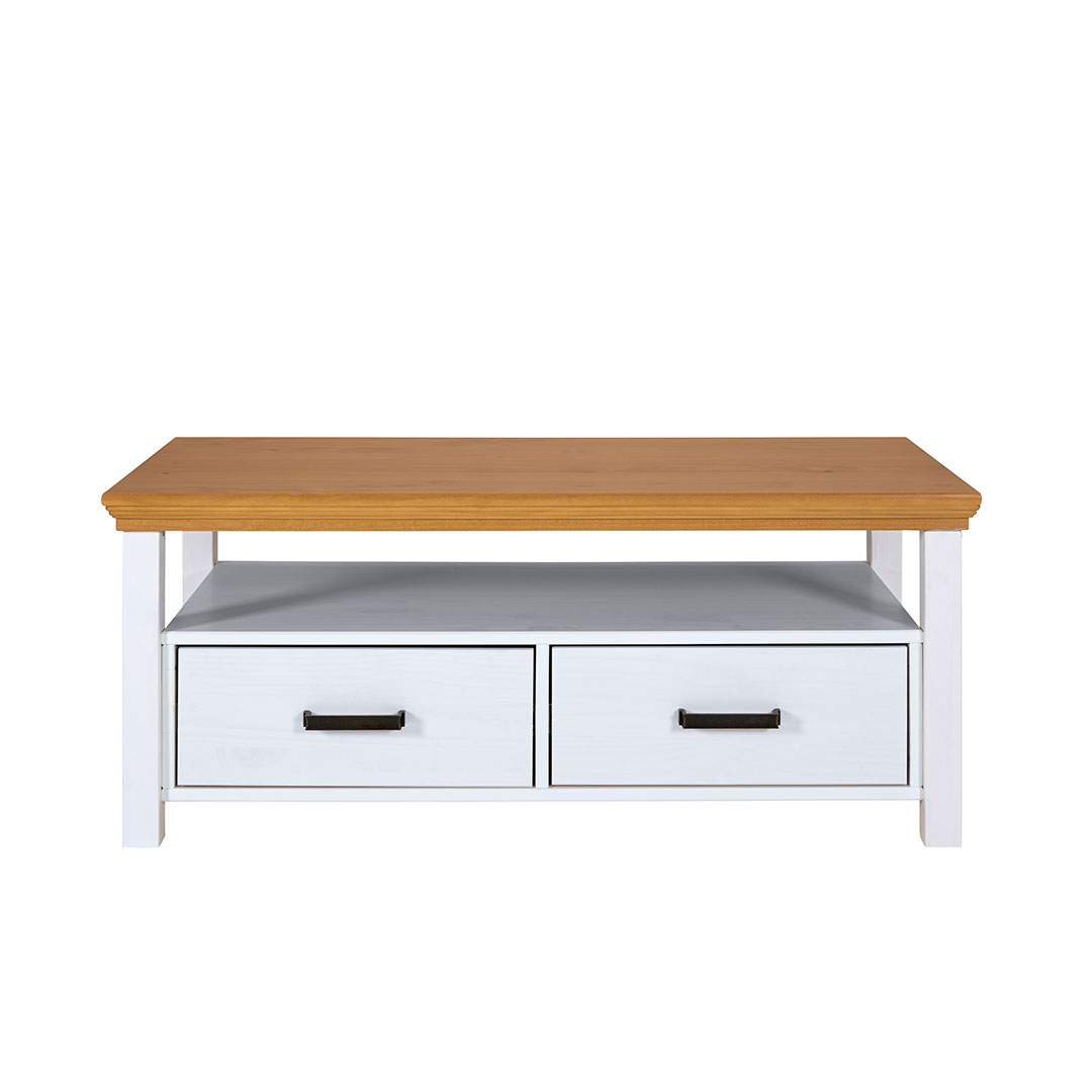 Maluno sofabord 2 skuffer, 1 hylde hvid,eg dekor