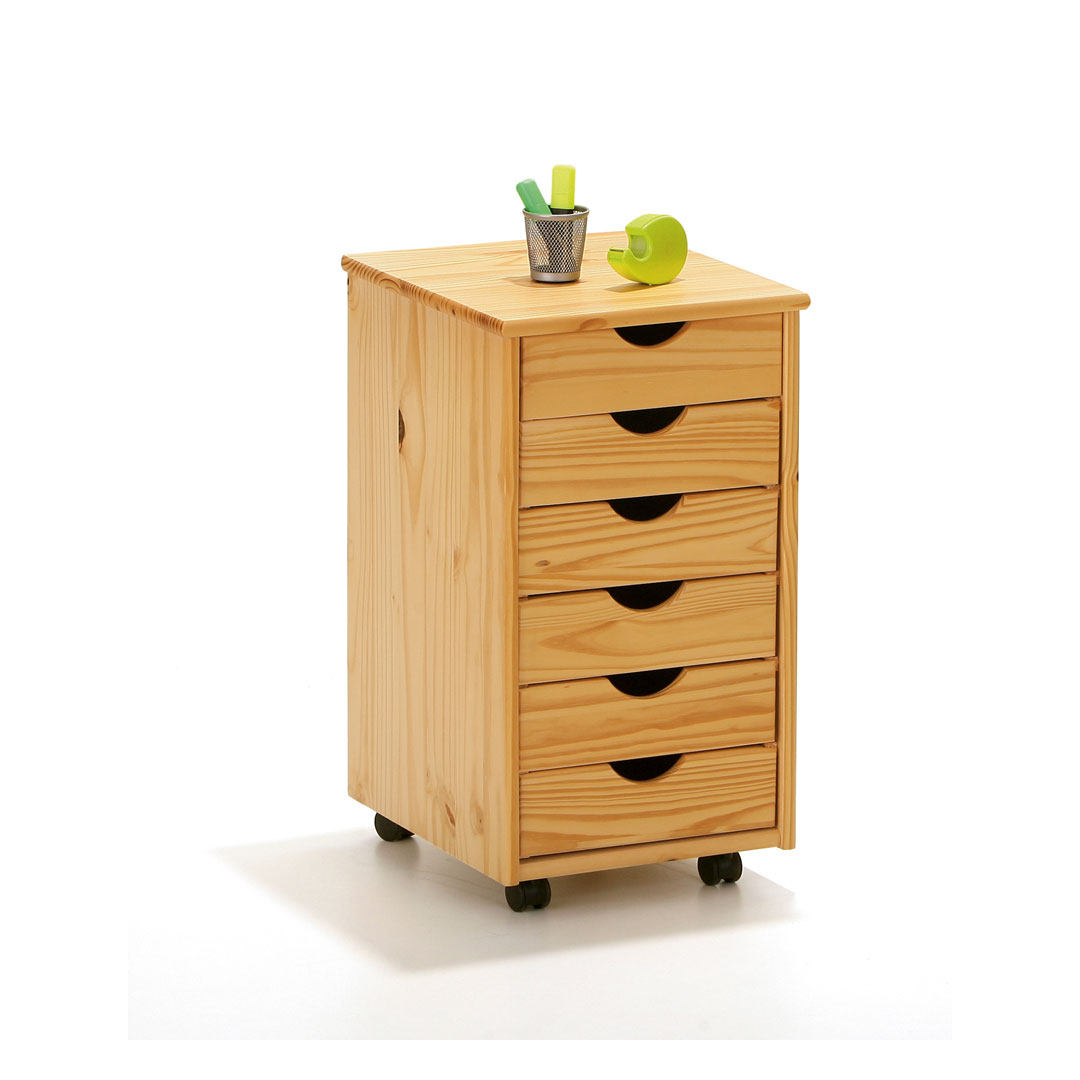 Nilar kommode kontorarkiv på hjul, 6 skuffer natur