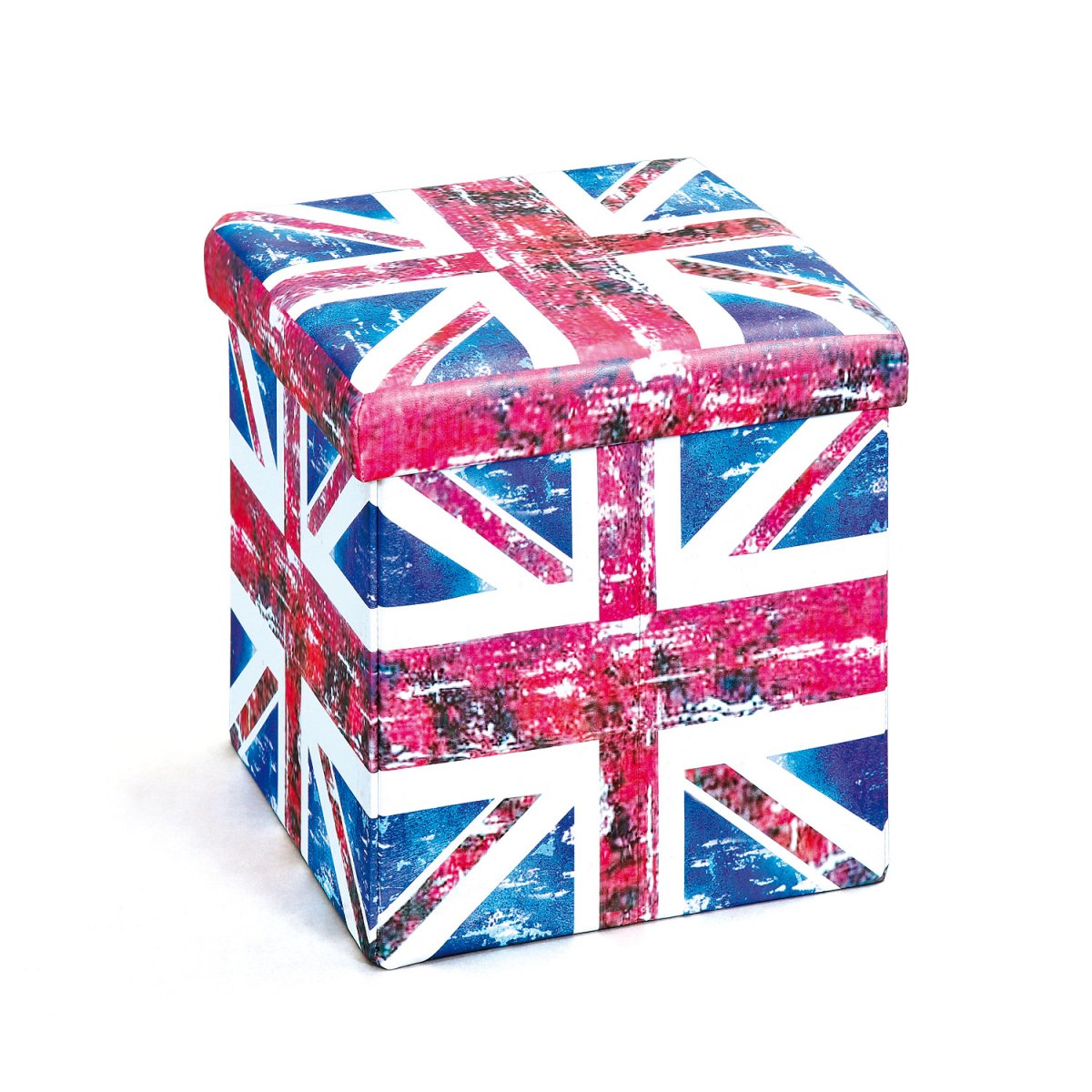 Sanne Aufbewahrungsbox Hocker, faltbar mit Deckel, beige, rot, blau