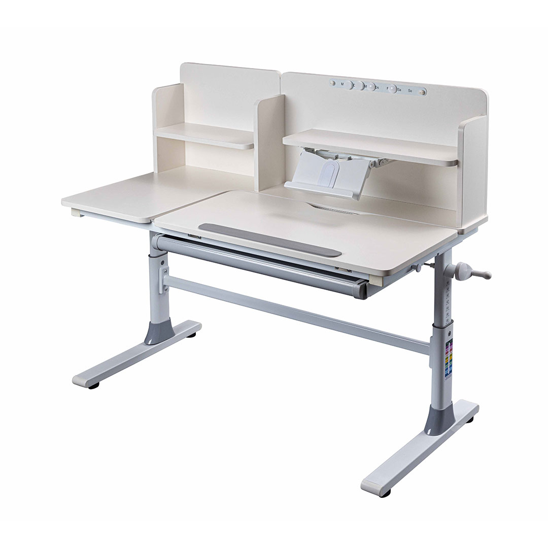 Sören skrivebord indstilbart hvid, grå
