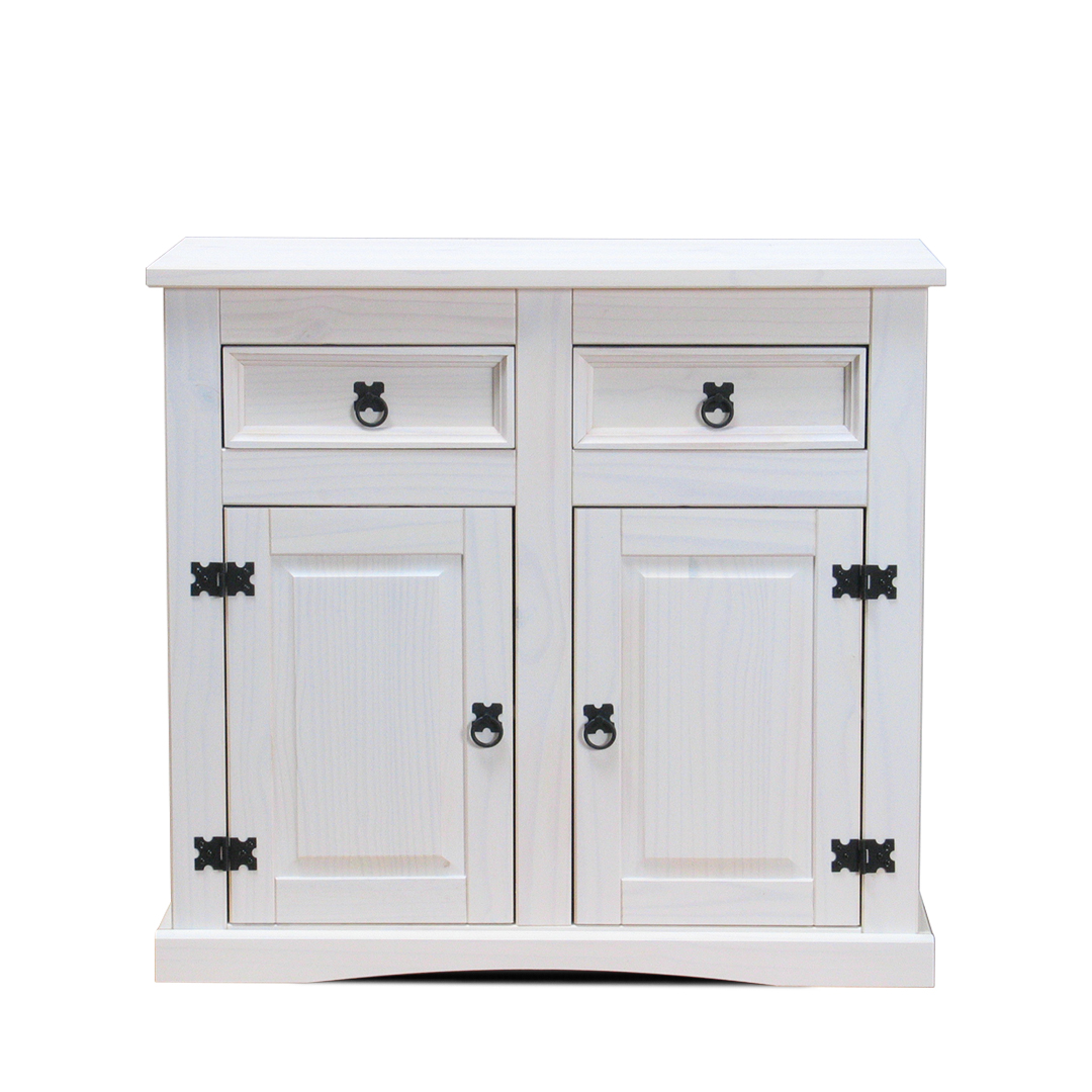 New Mexico skænk bredde 91 cm, højde 84 cm med 2 skuffer og 2 låger hvid/voks