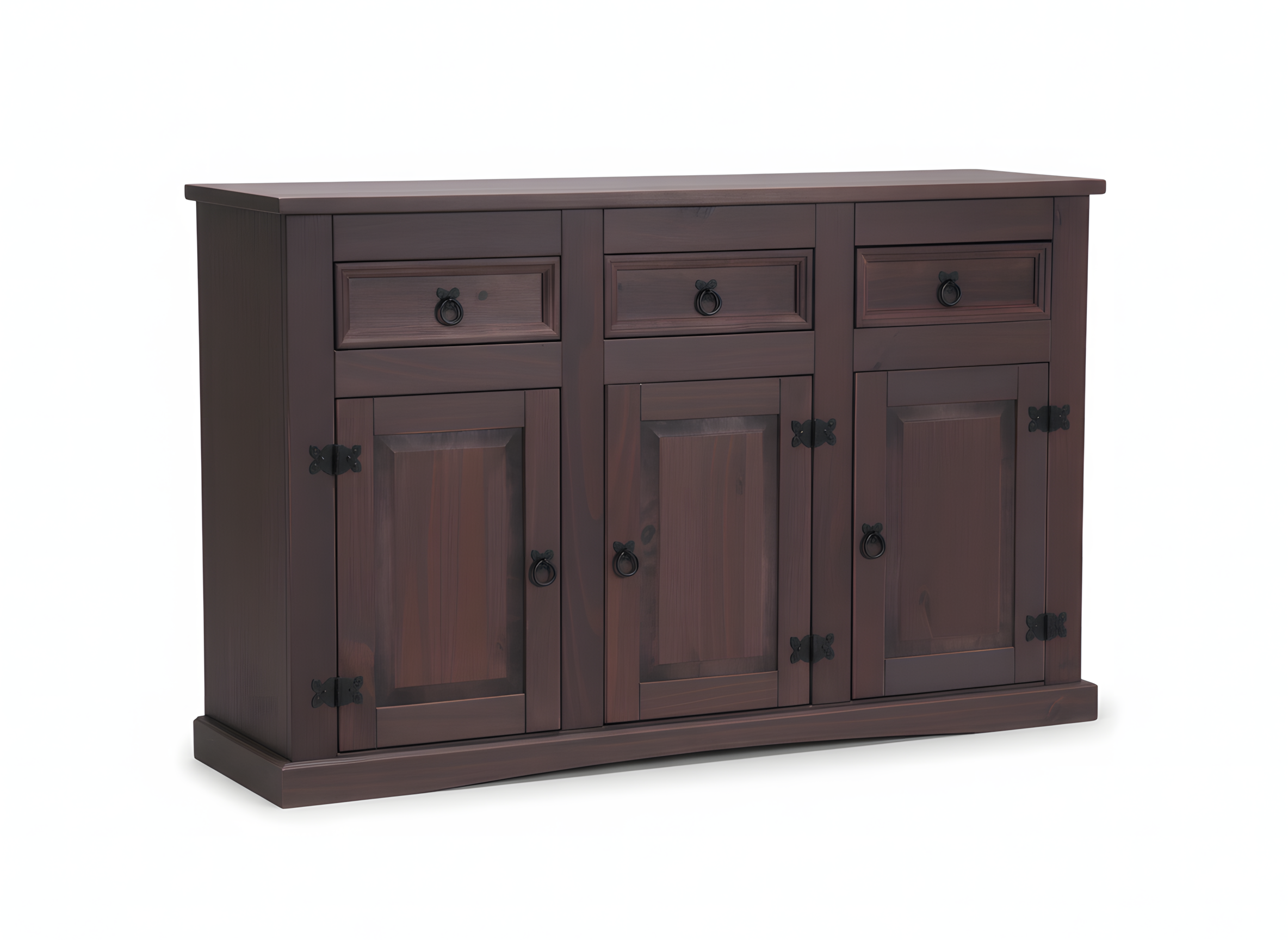 New Mexico Sideboard med 3 skuffer og 3 låger bredde 132 cm, højde 84 cm kolonial bejdse/voks