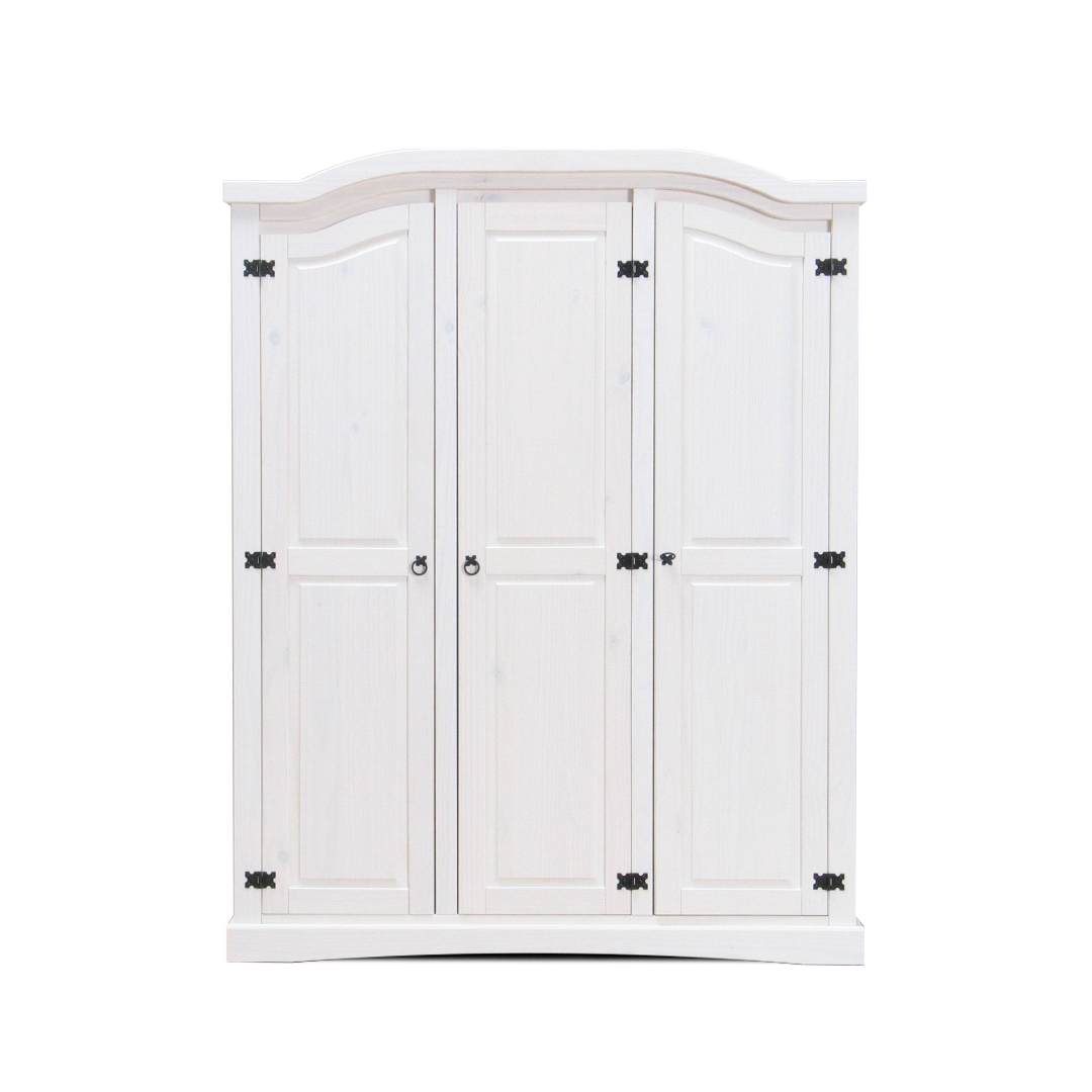 New Mexico klædeskab 3-dørs bredde 152 cm, højde 193 cm hvid/voks