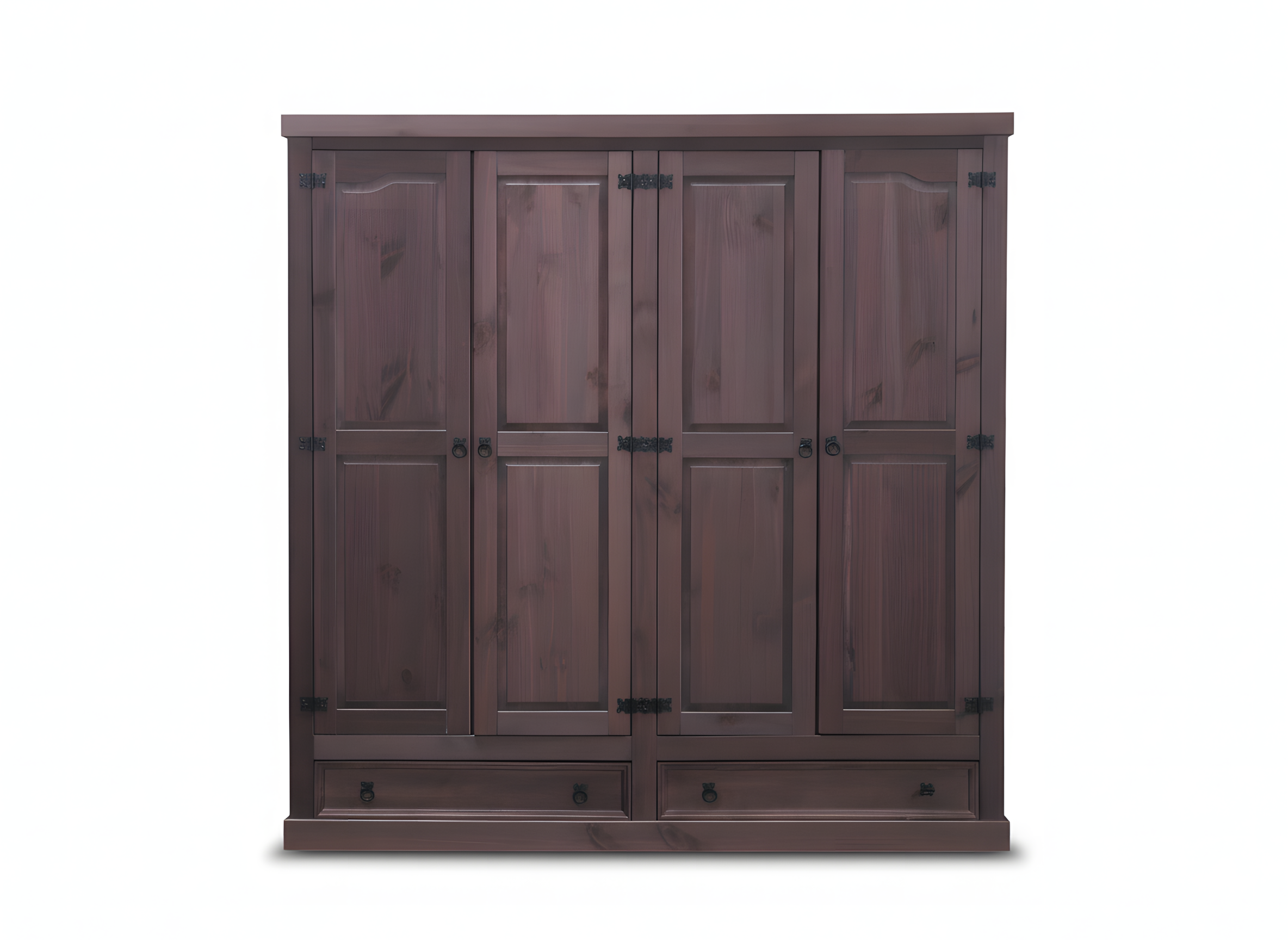 New Mexico klædeskab 4-dørs med 2 skuffer bredde 194 cm, højde 195 cm kolonial bejdse/voks