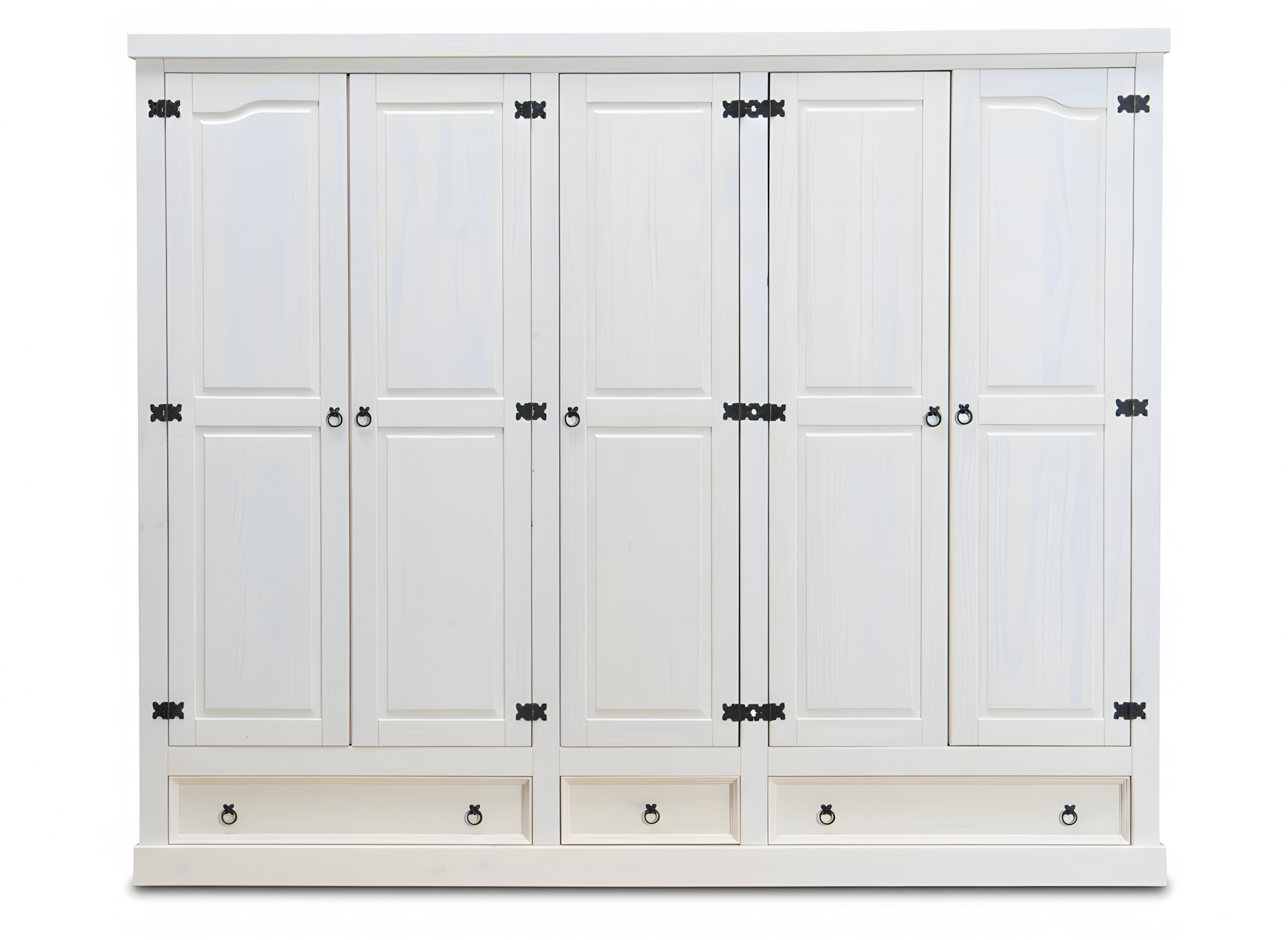 New Mexico klædeskab 5-dørs med 3 skuffer bredde 244 cm, højde 195 cm hvid/voks