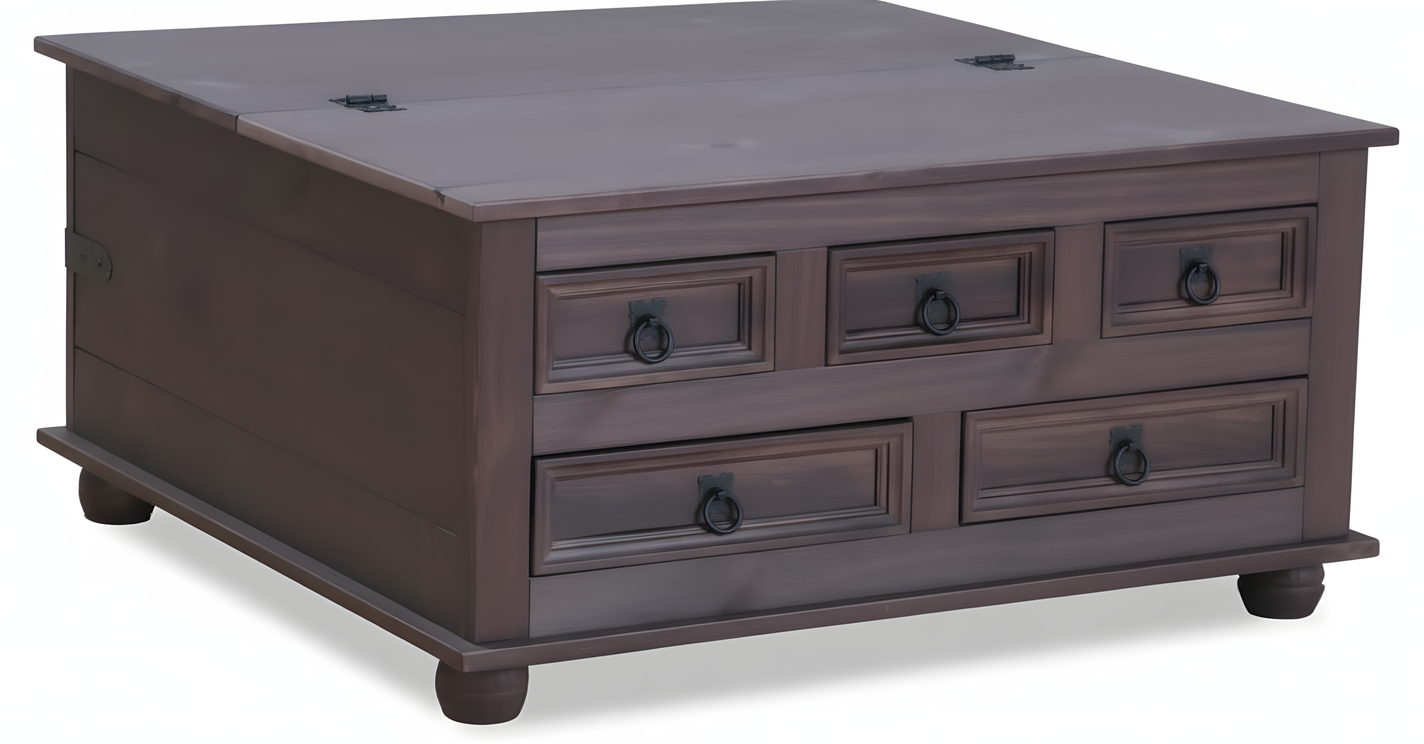 New Mexico sofabord med 5 skuffer 91x91 kolonial, bejdse/voks