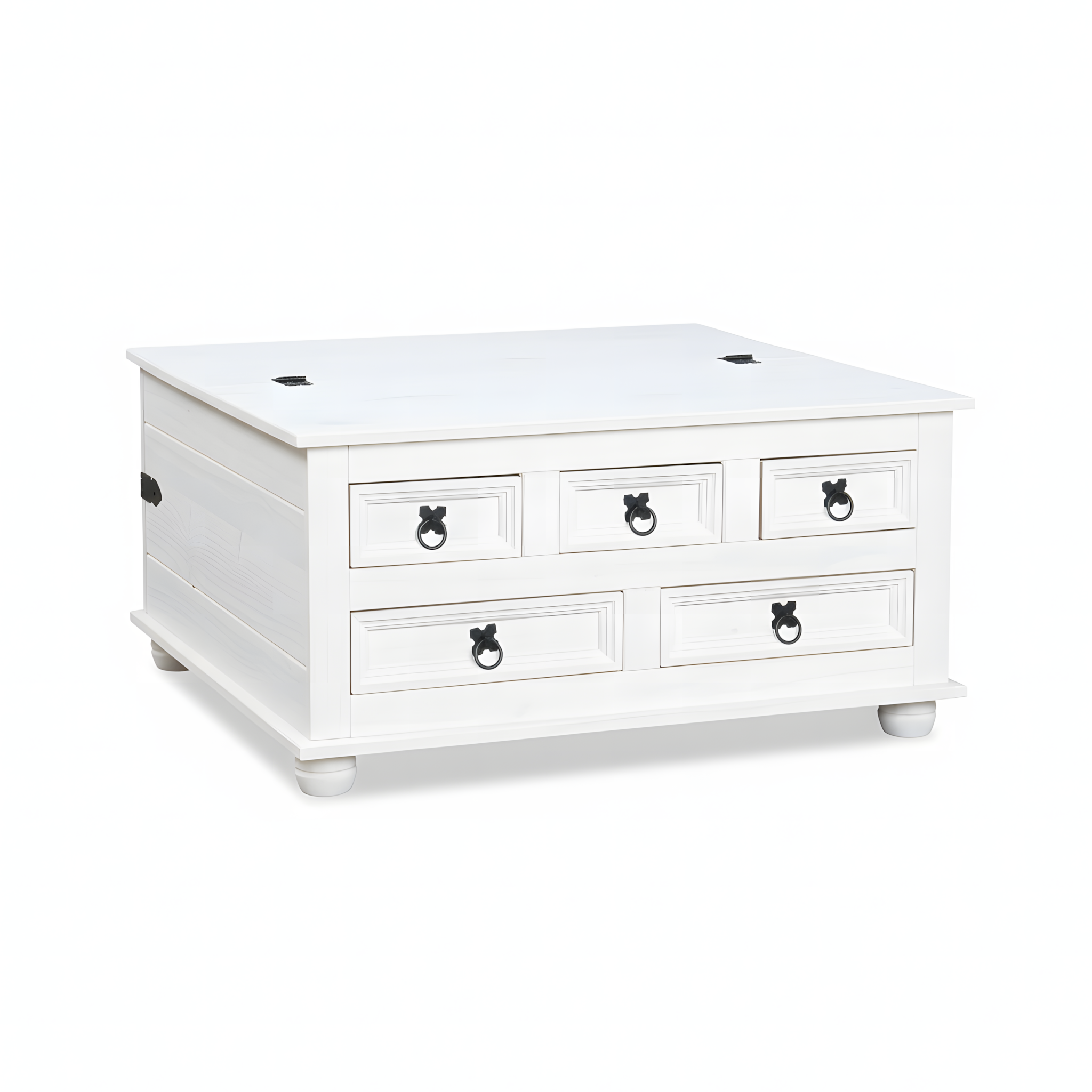 New Mexico sofabord med 5 skuffer 91x91 hvid/voks