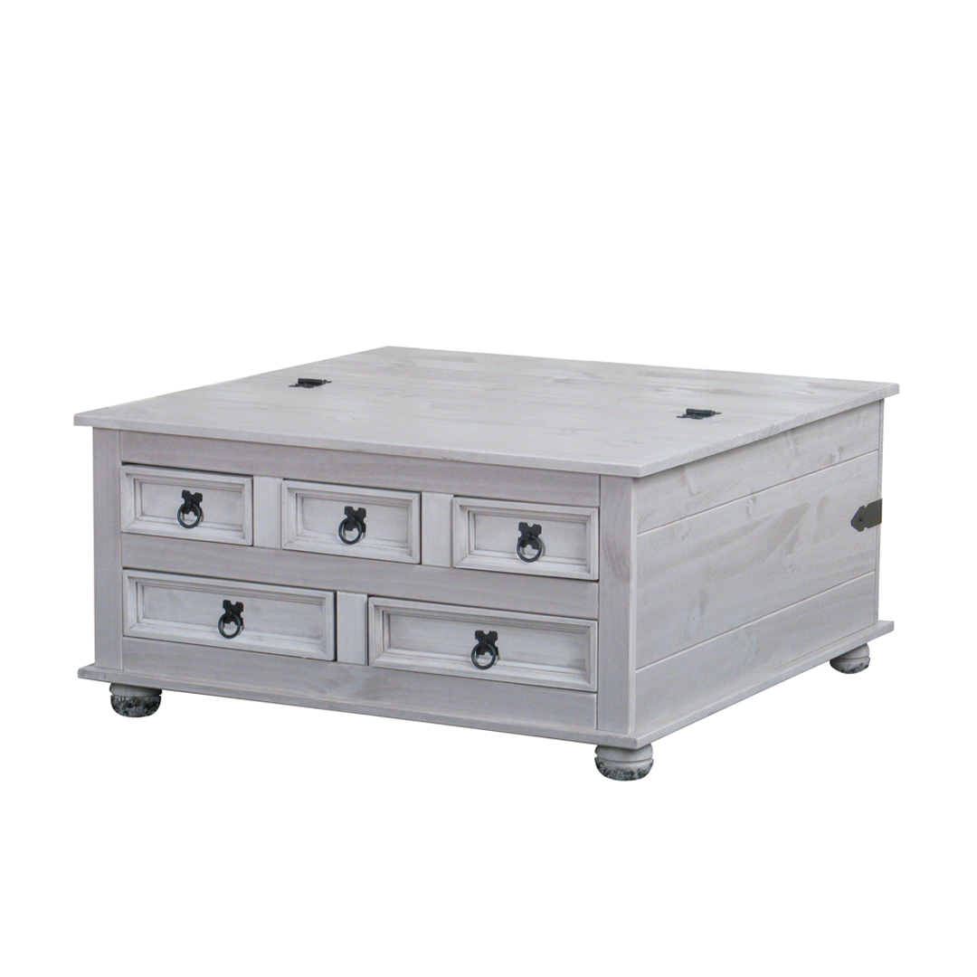 New Mexico sofabord med 5 skuffer 91x91 cm i grå